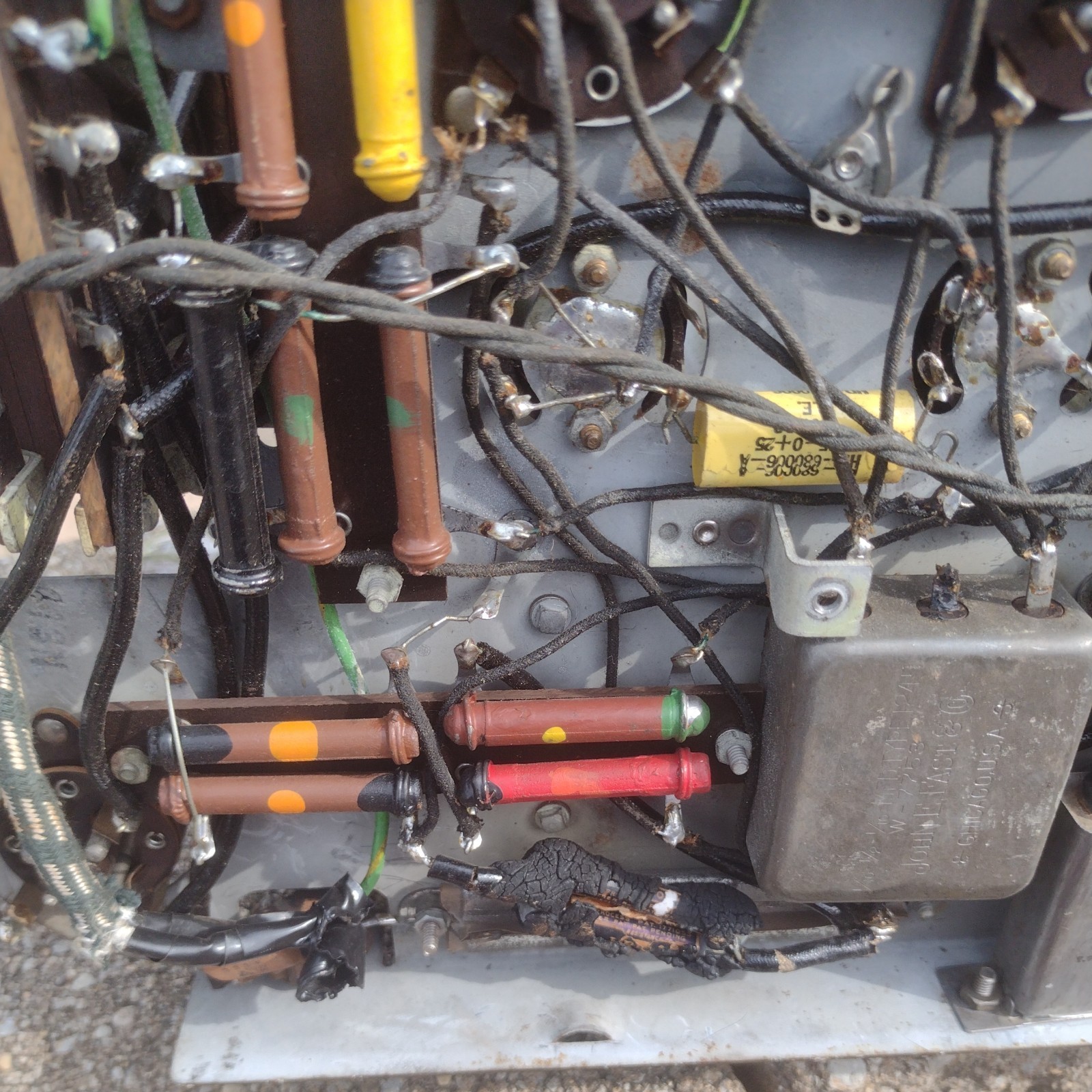 Antique 1931 Crosley Model 54 Cathedral Or Tombstone Radio Chassis. Parts Only