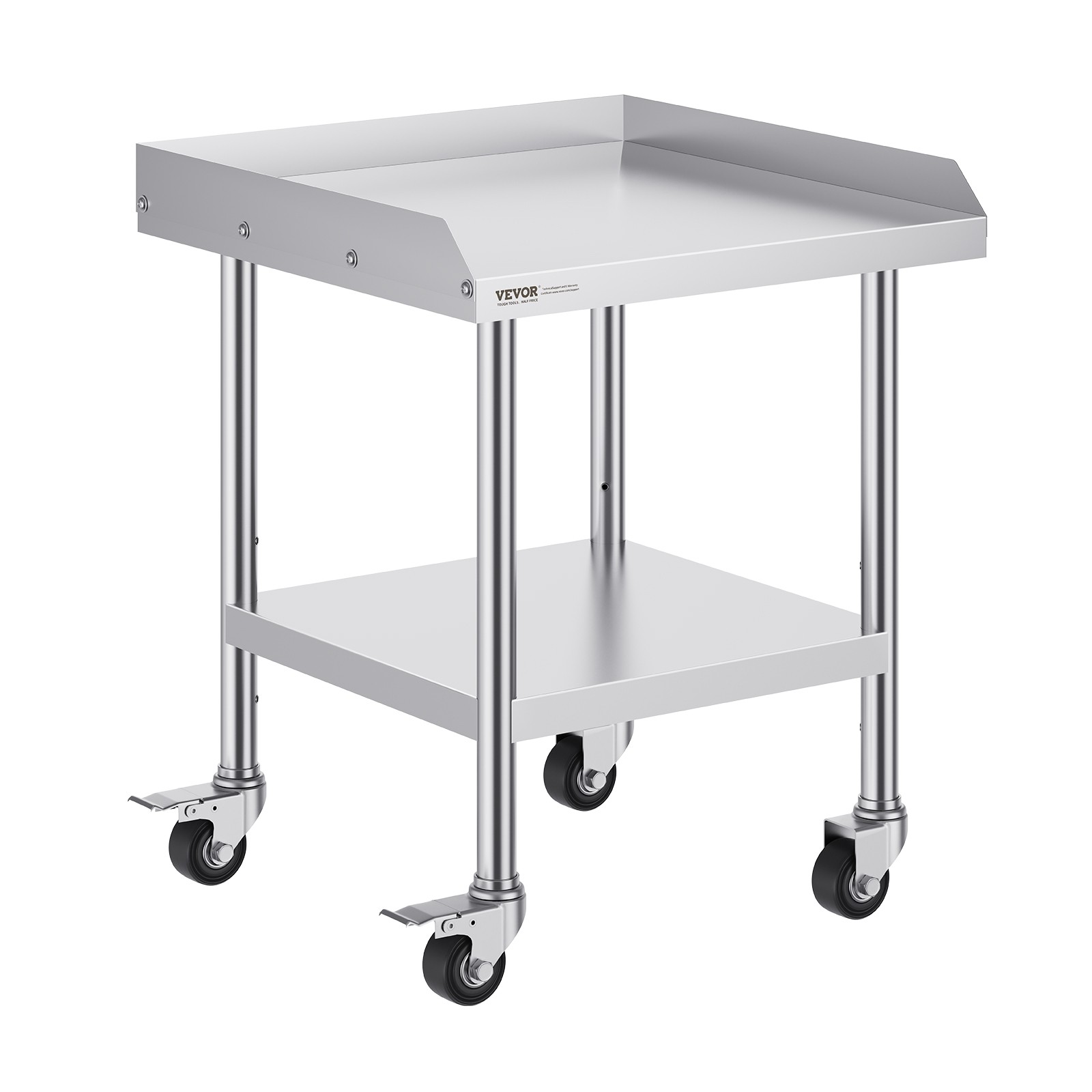 VEVOR Stainless Steel Work Table 24"x24" Commercial Food Prep Table W/ 4 Casters
