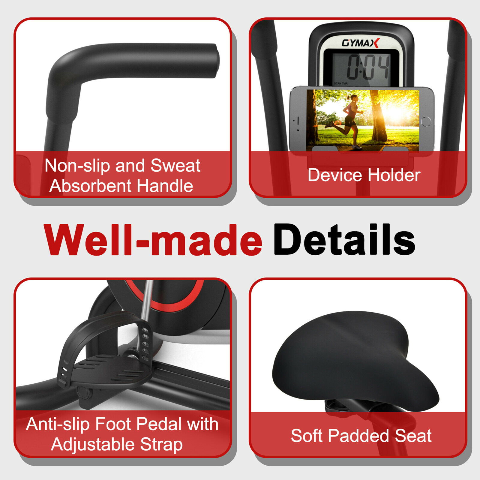 Unlimited Resistance Airdyne Bike Fan Exercise Bike with Clear LCD Display