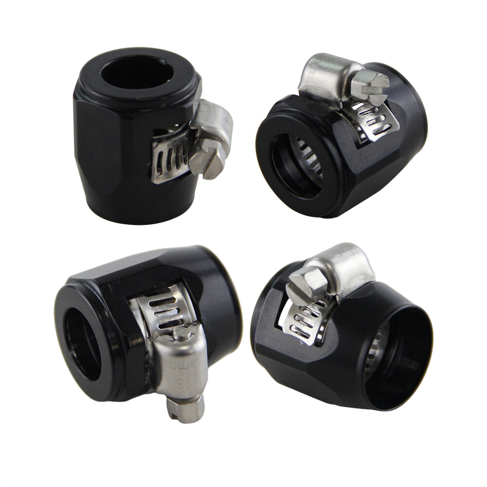 4PCS 8AN AN8 1/2" 18mm ID Fuel Hose Line End Cover Clamp Finisher Fitting Black