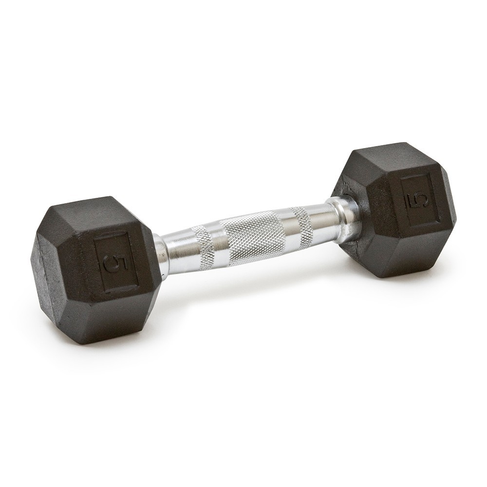 BODYSOLID 5 lb Pair Rubber Coated Hex Dumbbell, SOLD BY EA, FREE SHIPPING