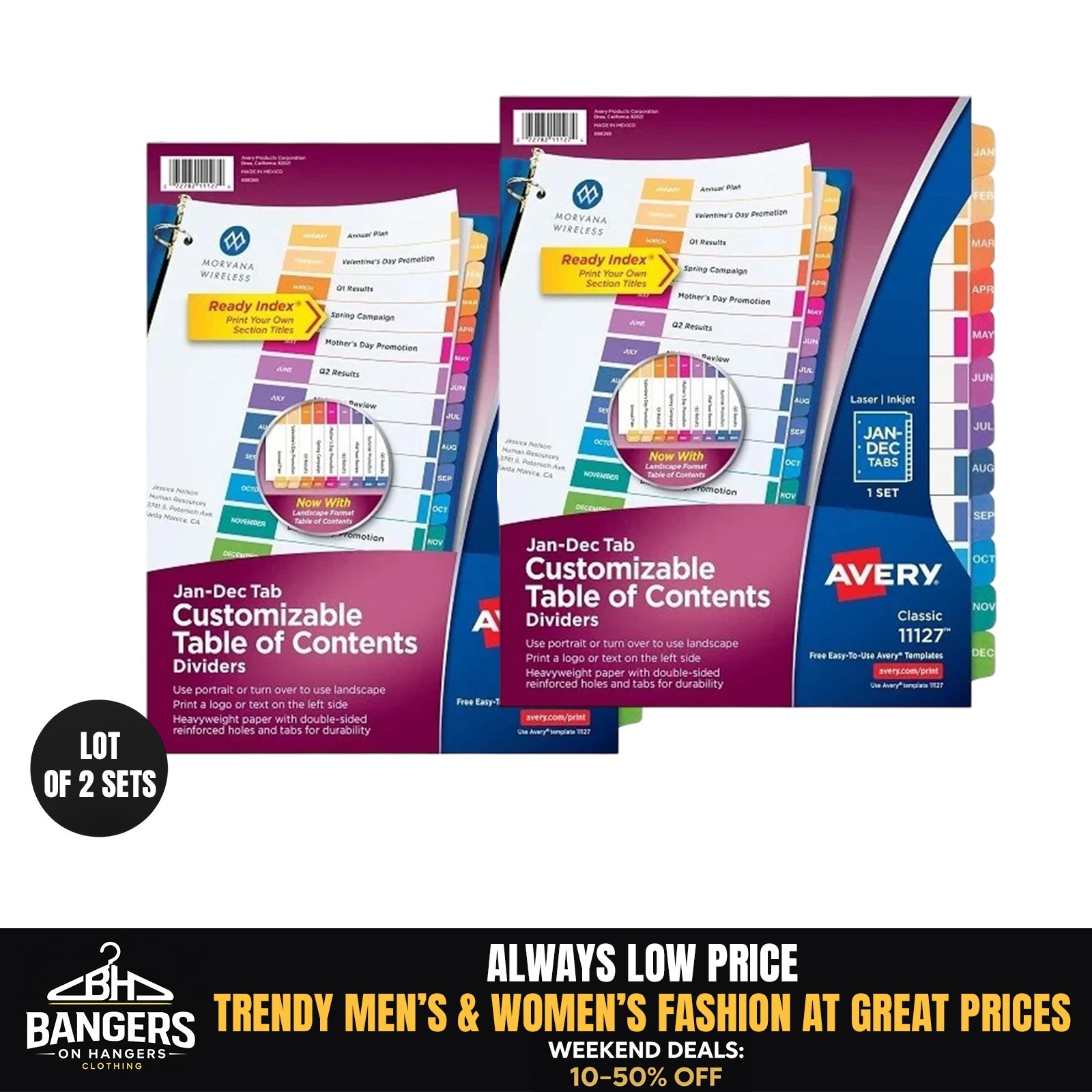 Avery 1127 Jan-Dec 12 Tab Dividers for 3 Ring Binders Tabs Index LOT OF 2 SETS