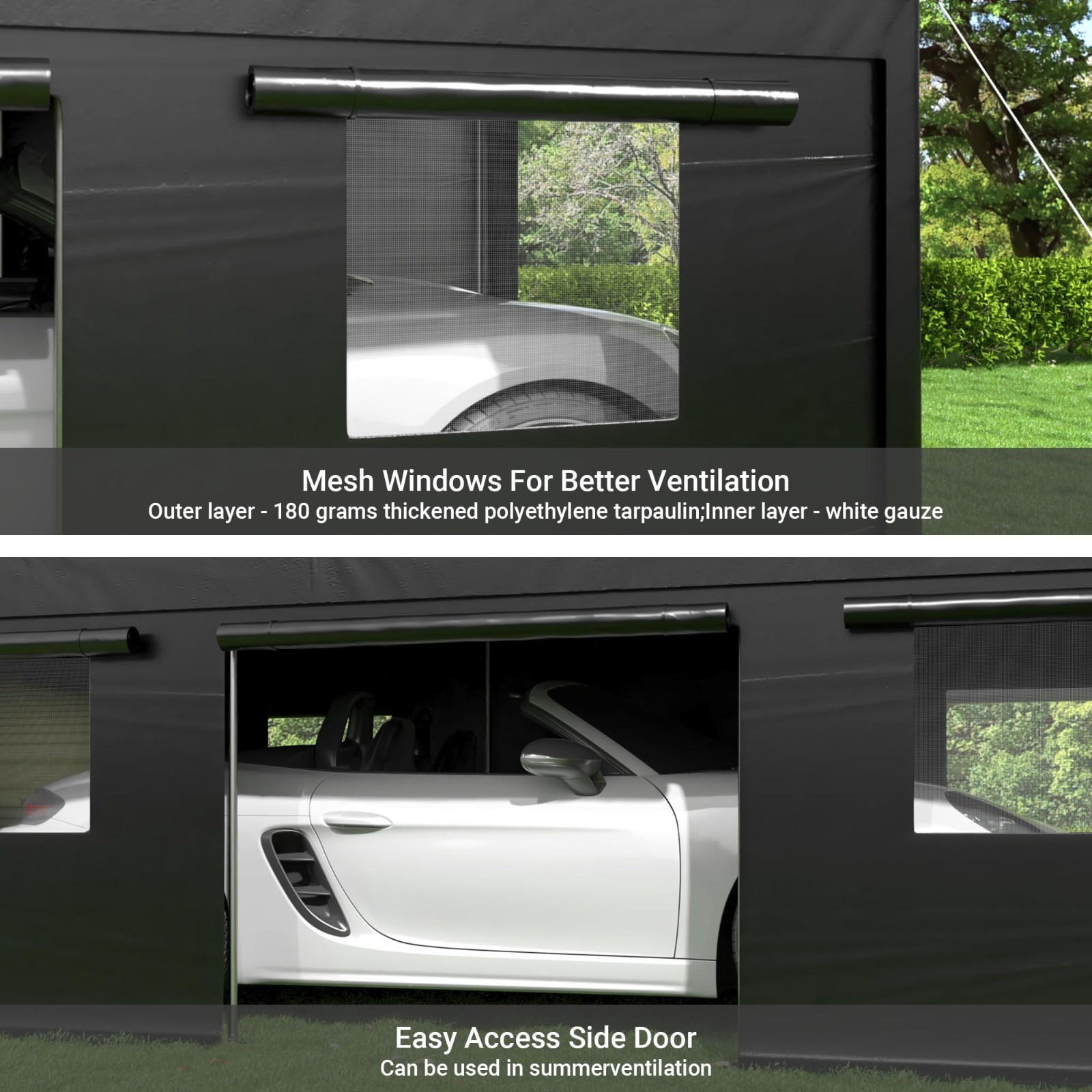 12x20/13x25/20x20FT Carport Canopy Heavy Duty w/ Side Doors Outdoor Car Shelter