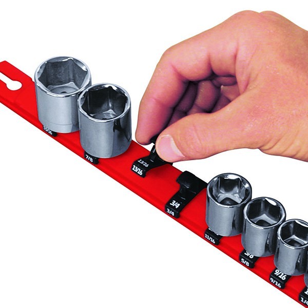 Ernst 8402 1/2" Drive DURA-PRO Twist Lock Socket Organizer Rail RED