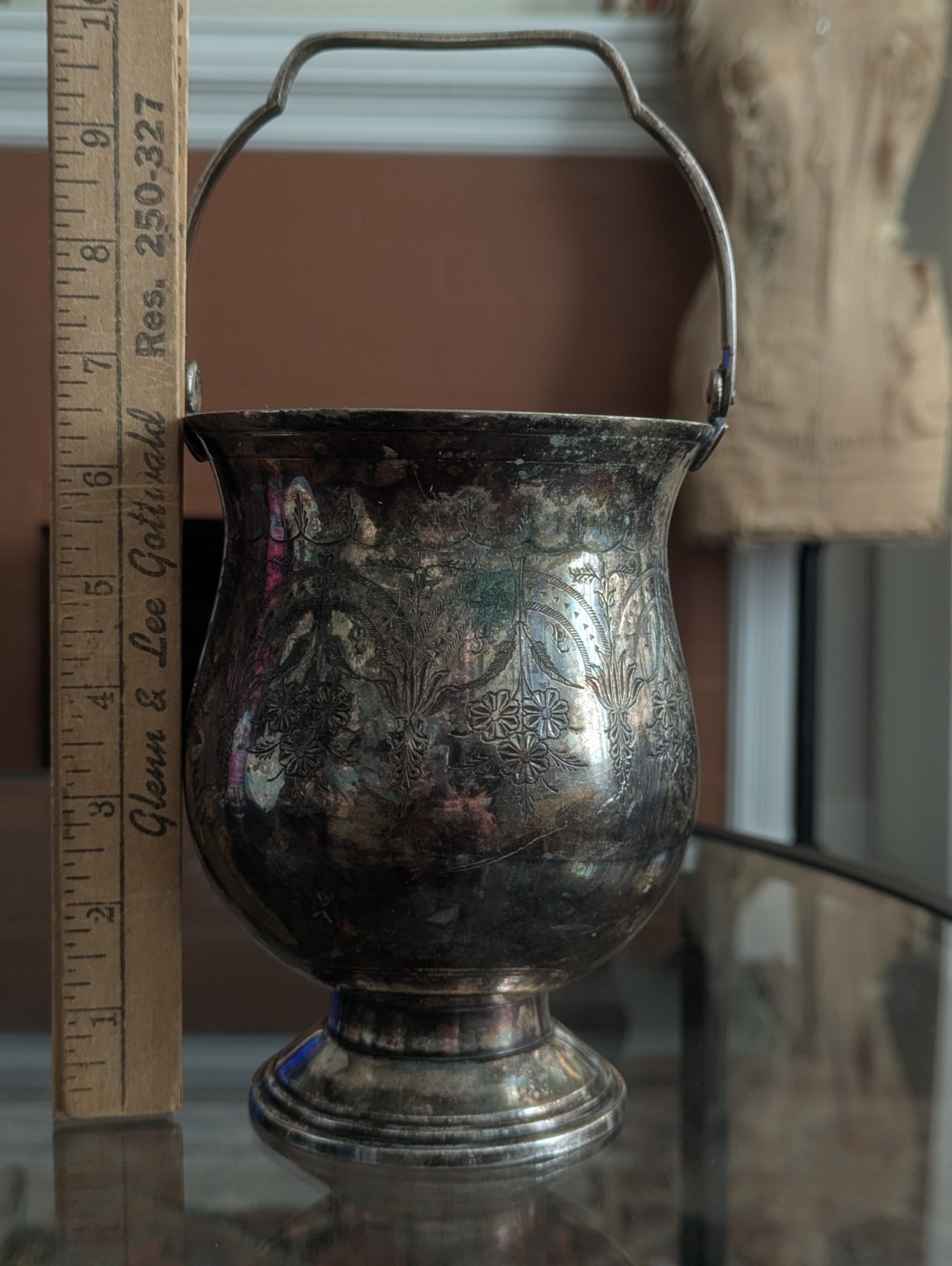 Antique Meriden Britannia Silverplate Buscuit Bucket India Pattern Victorian EPN