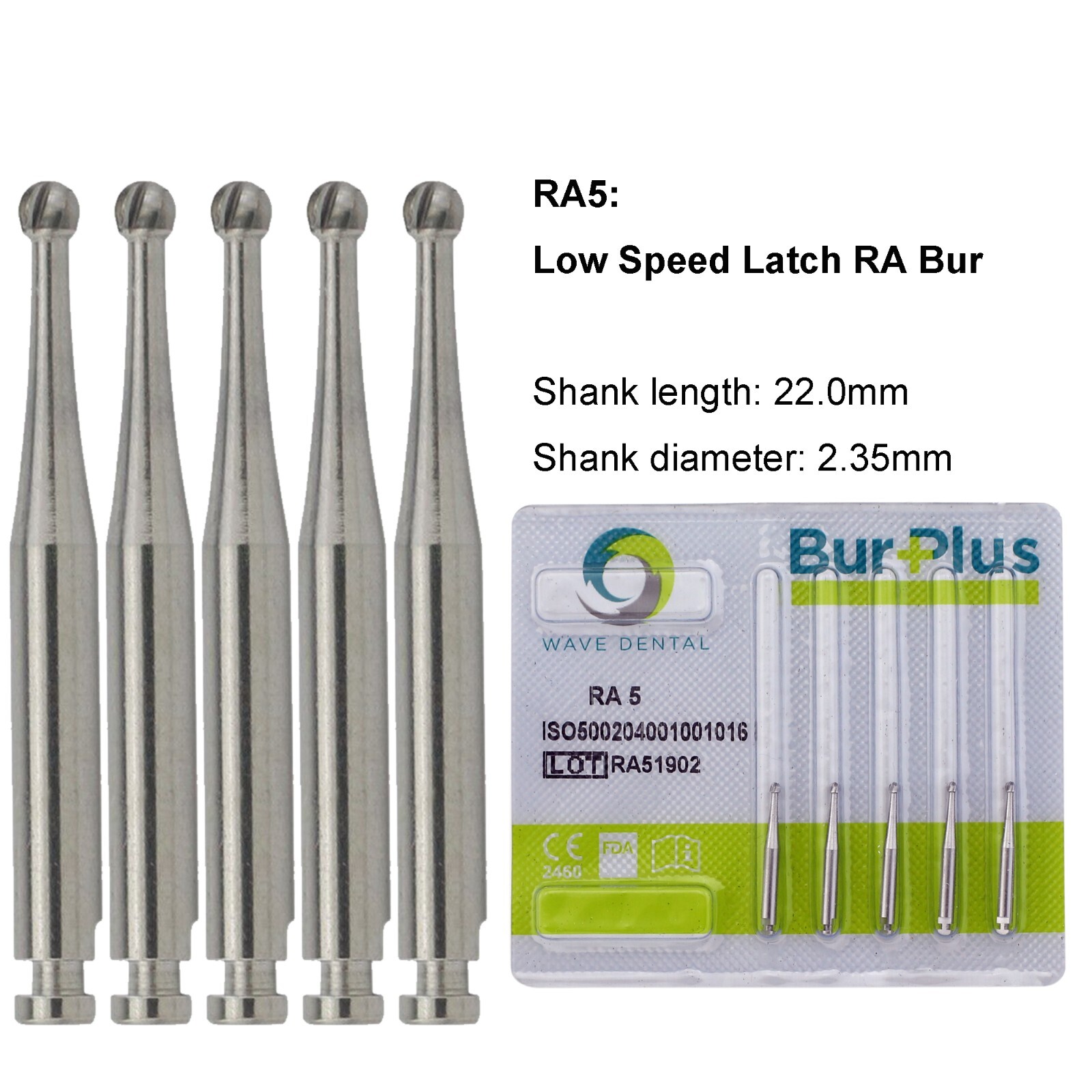 WAVE Dental Round Latch Carbide Bur RA 1 2 3 4 5 6 7 8 Midwest LA For Slow Speed