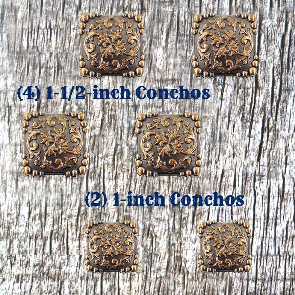 Yuma Square Concho Antique Copper Saddle Set CON425-A-ANP-SD-SET