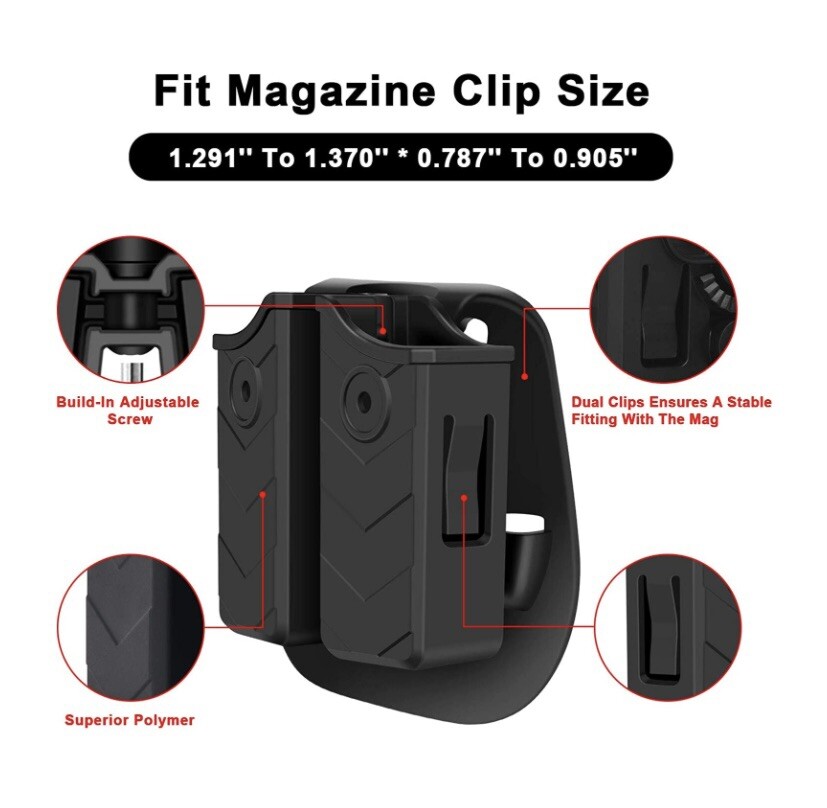 Universal Double Stack Magazine Paddle Holster for 9mm 40 Cal Pistol Mag Holder