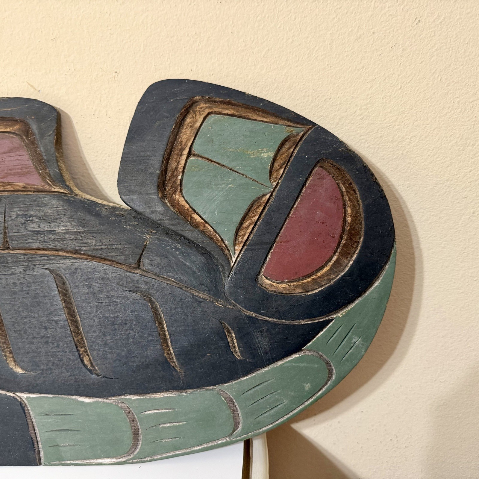 First Nation Kwakiutl Wood Carved Killer Whale George Matilpi Signed Vtg 27”