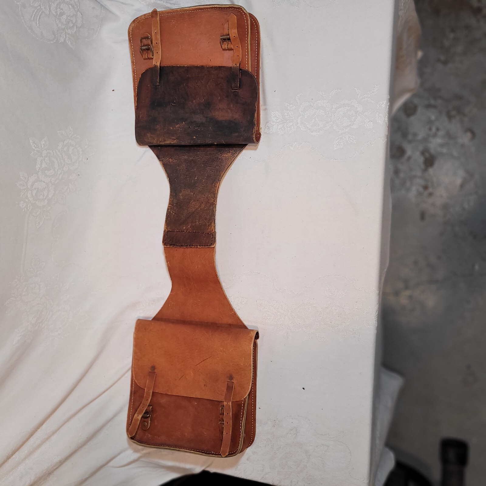 Vintage Leather Saddlebags Horse Western Gear Satchel Tack, read