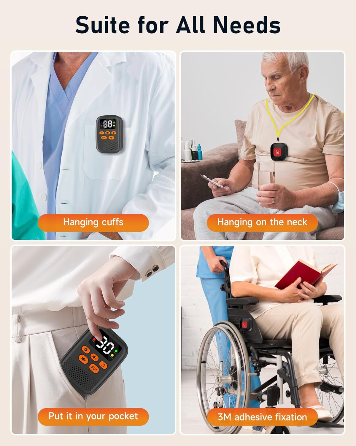 Medical Alert System for Seniors No Monthly Fee - Necklace & Wristband Call But