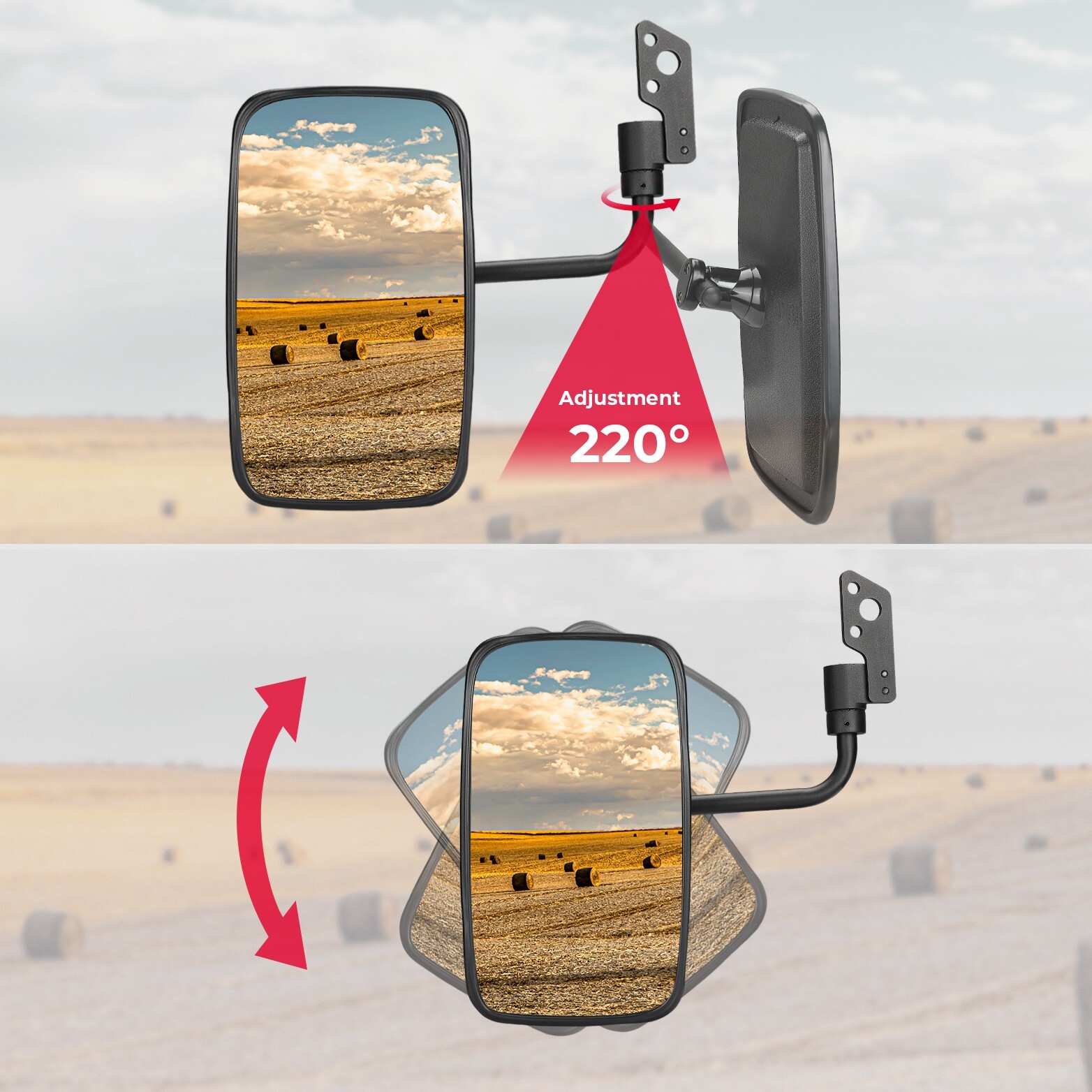 2PCS For KUBOTA RTV X1100C/ X-1120/ X-1140 Tractor Rear View Side Mirrors w/Cab