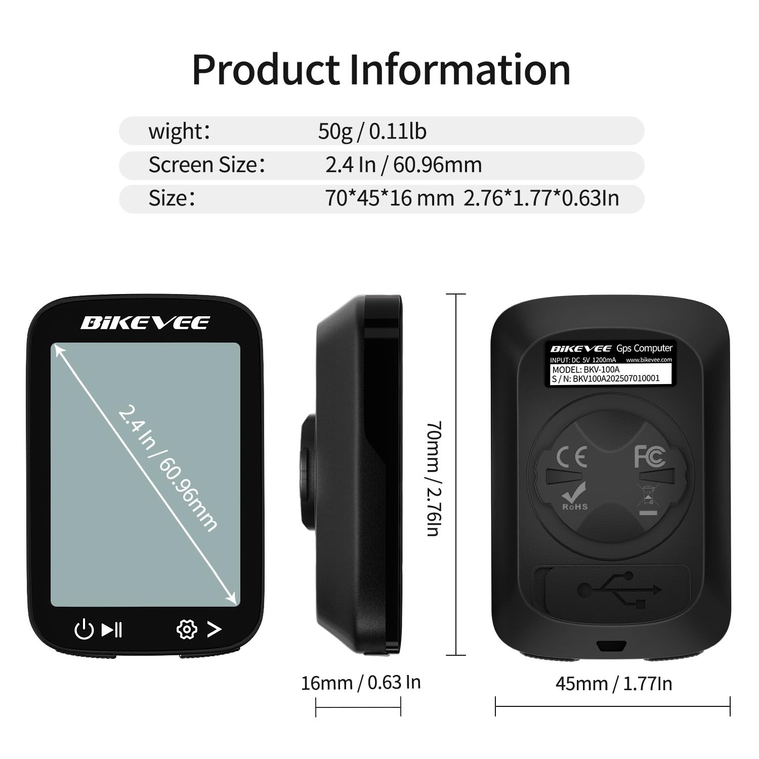 Wireless GPS Bike Computer Auto Start/Stop 2.4" LCD Waterproof Cycle Speedometer