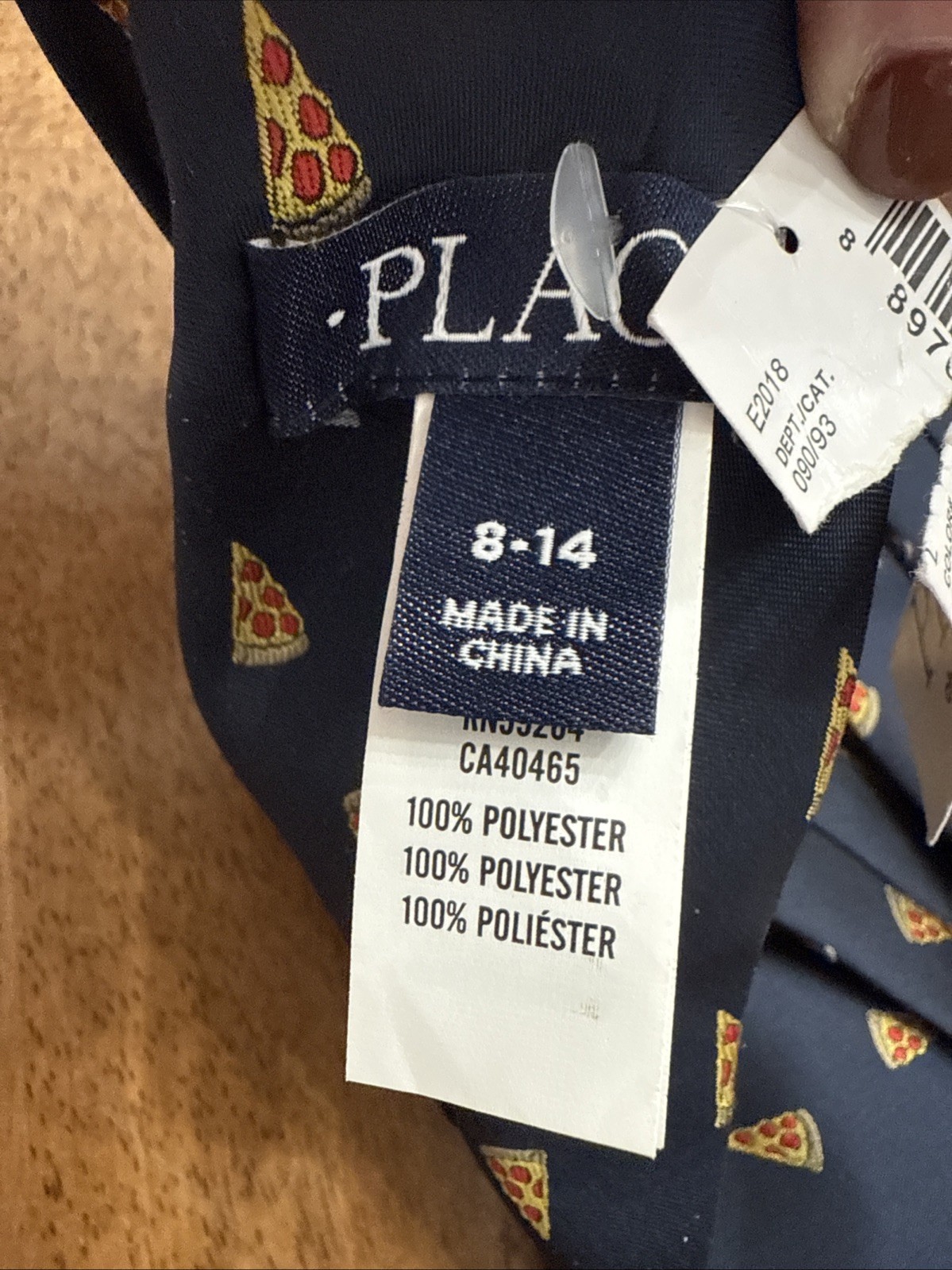 Children Place Boys Pizza Print Navy Novelty Necktie Size 8-14 New w/Tag Fun