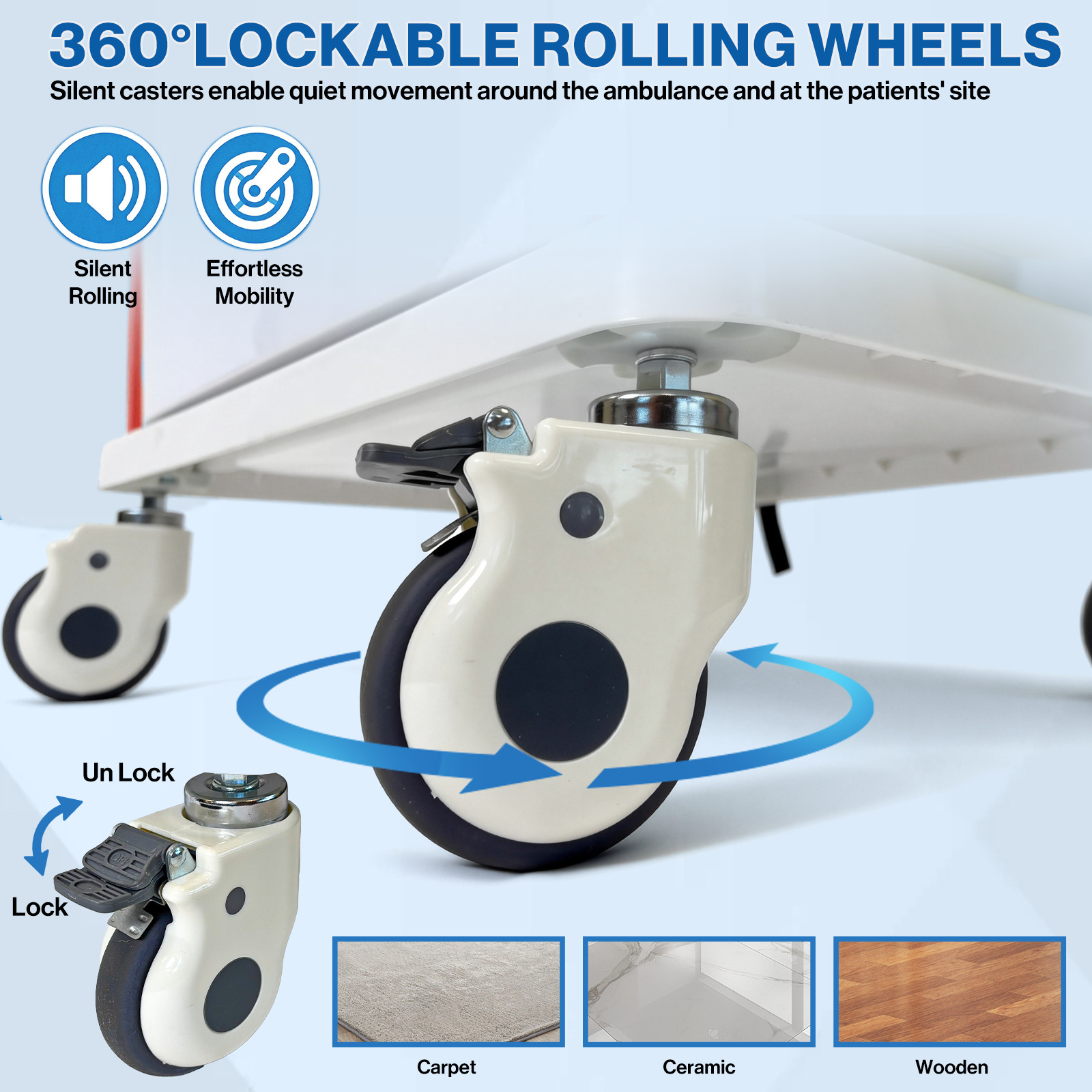 Medical Crash Cart with Emergency Accessory, Mobile Emergency Cart for Hospitals