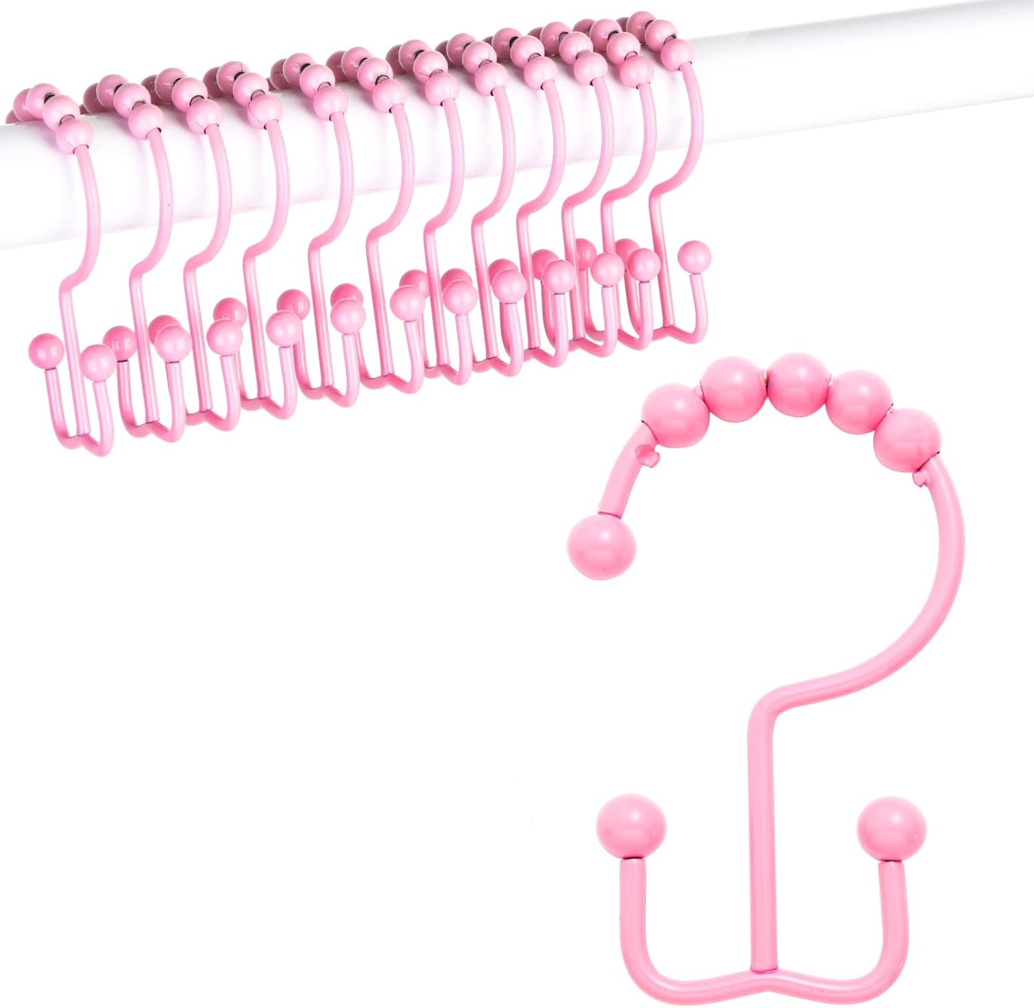 304 Stainless Steel Double Glide Shower Curtain Hooks Rustproof Rings Rainbow 12