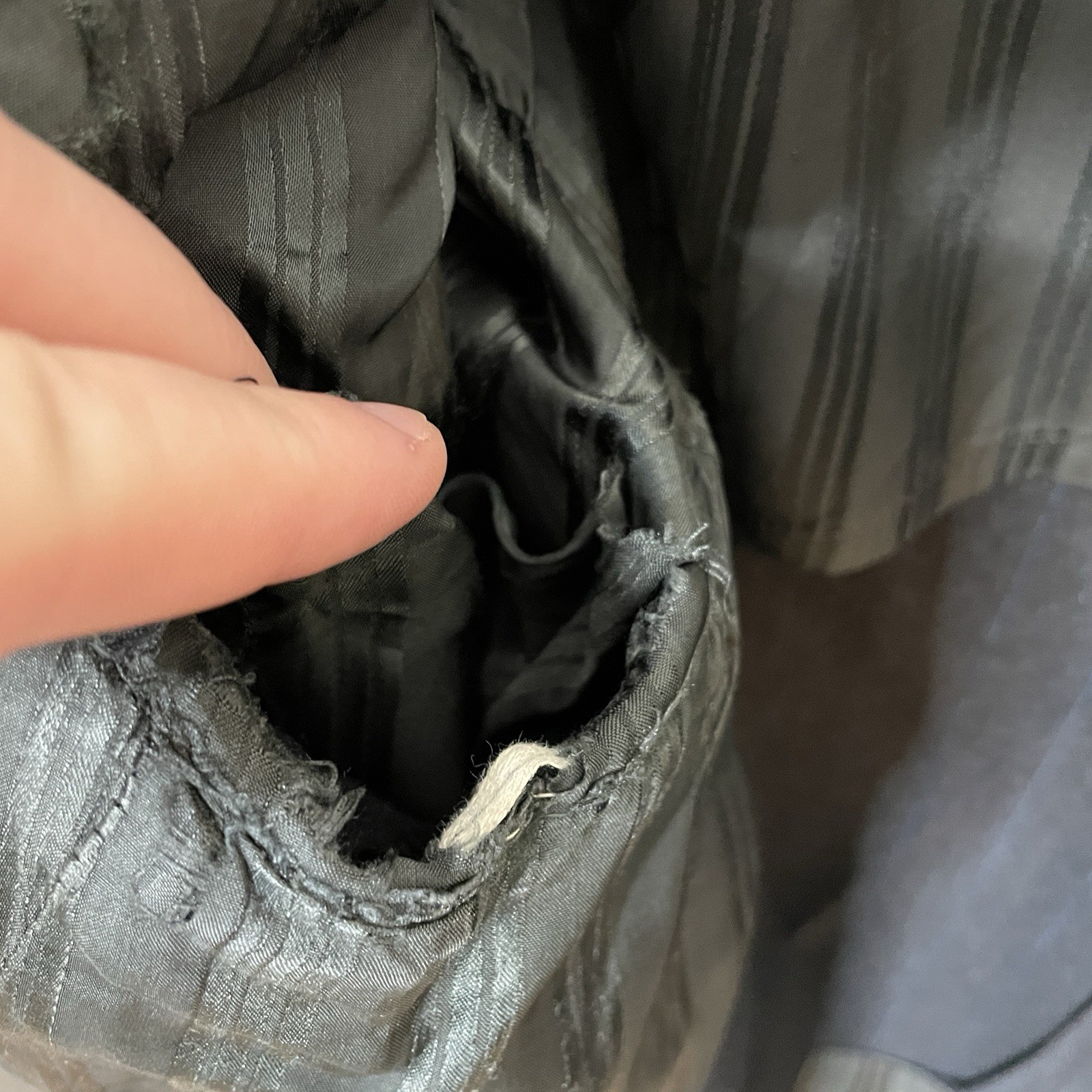 Paul Cicchini Bespoke 2 Piece Suit Mens 46XL 38x33 Black Blue Striped Wool USA