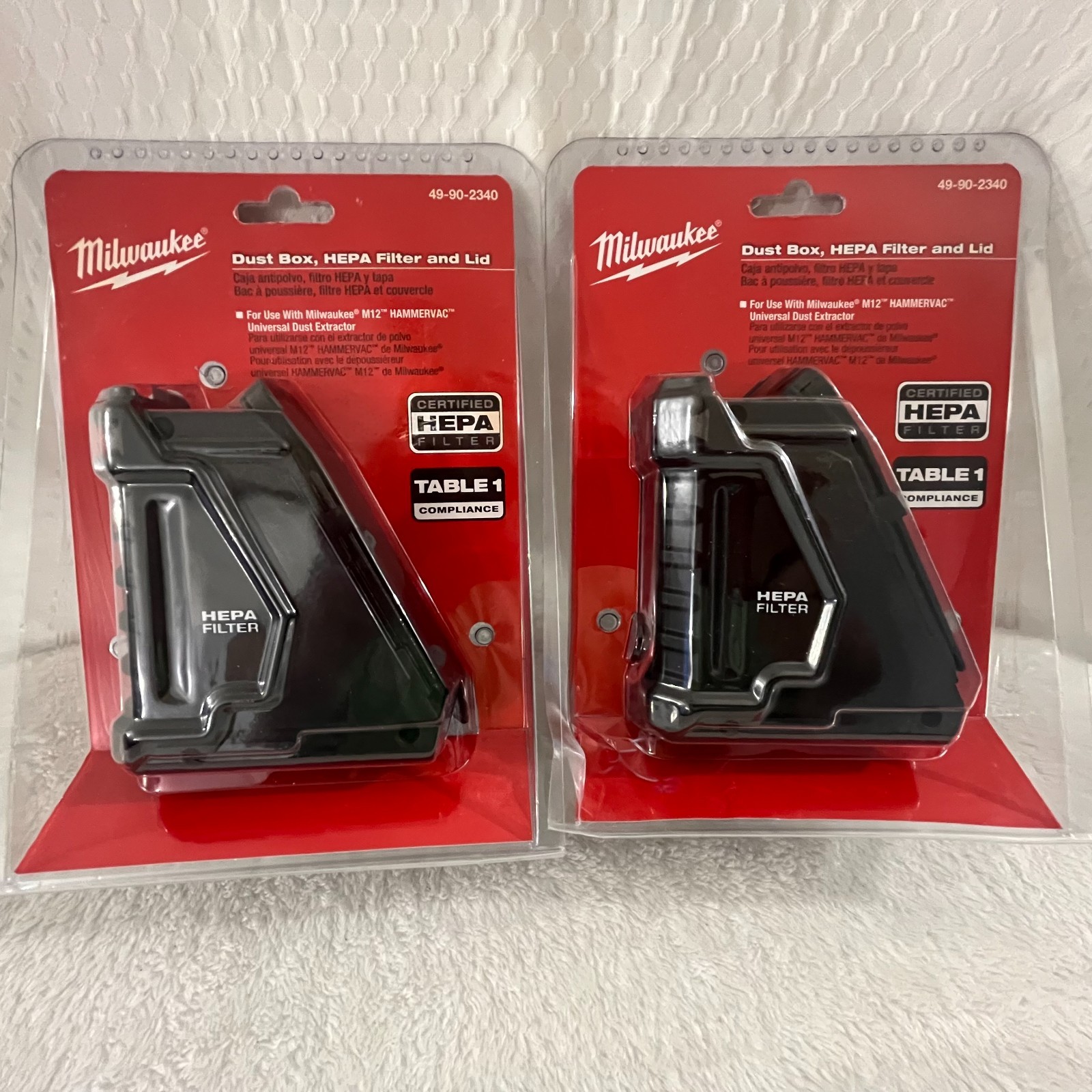 (2) Milwaukee 49-90-2340 M12 Hammervac Dust Extractor Box, Filter & Lid