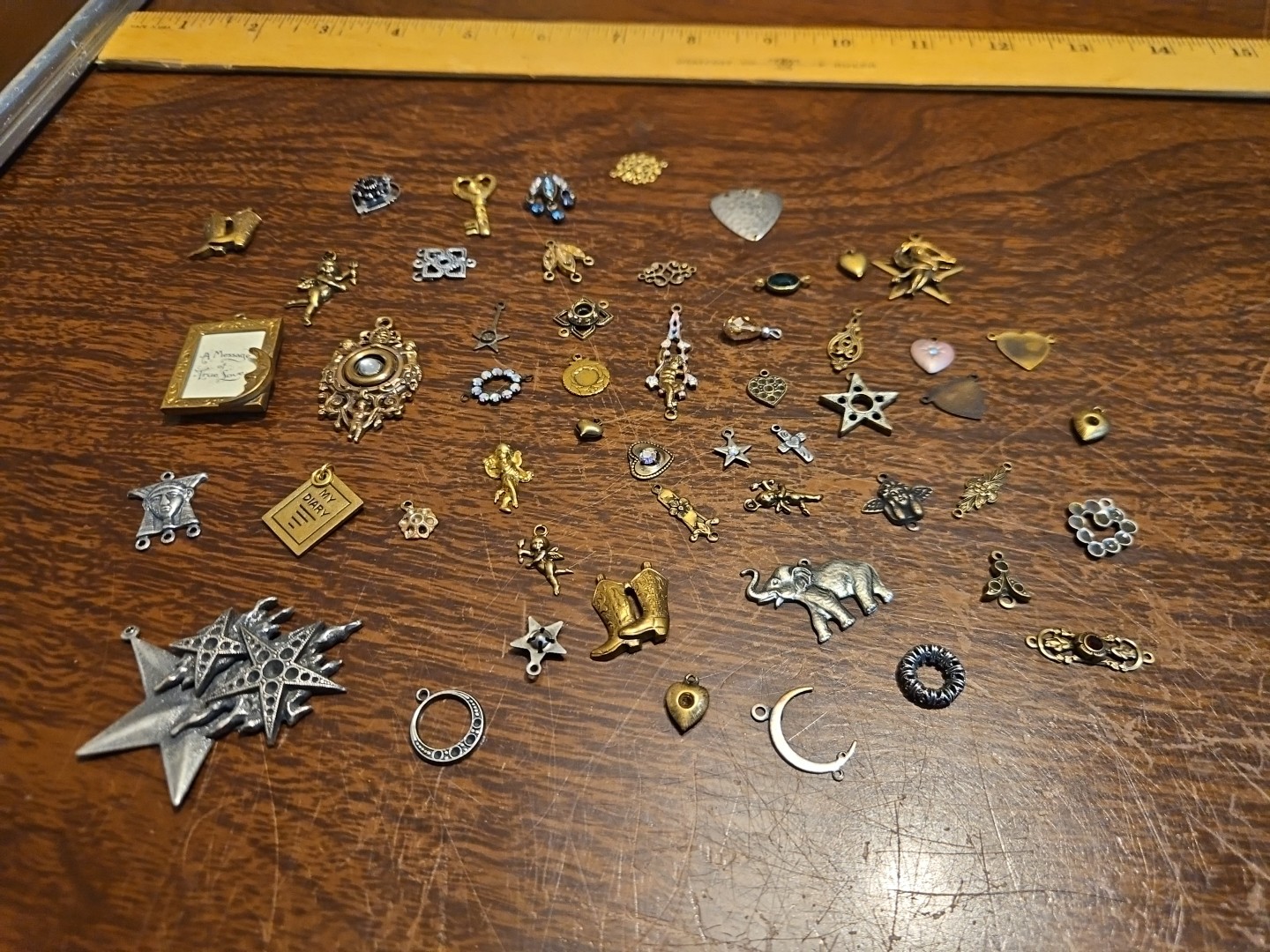 Lot Of 50 Mixed Parts Pcs France Vintage 60s Brass Stampings Findings Jewelry 25