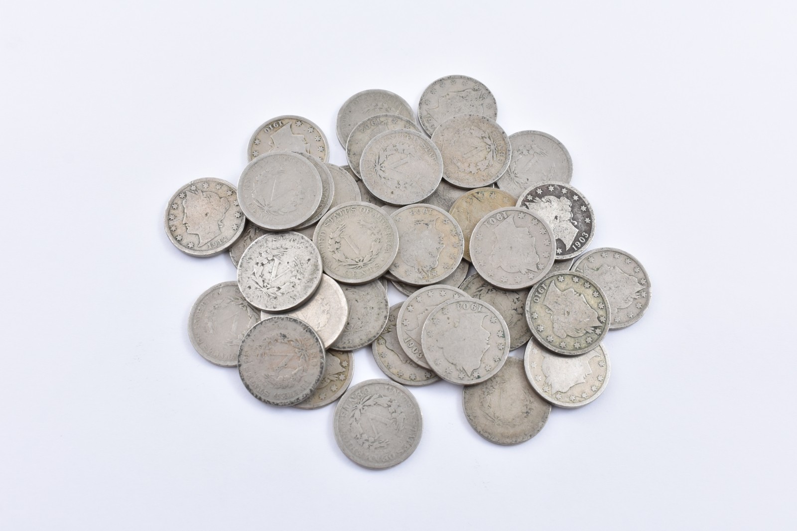 Roll 1890-1912 Avg Circ Liberty V Nickel 40 Coin Lot Collection