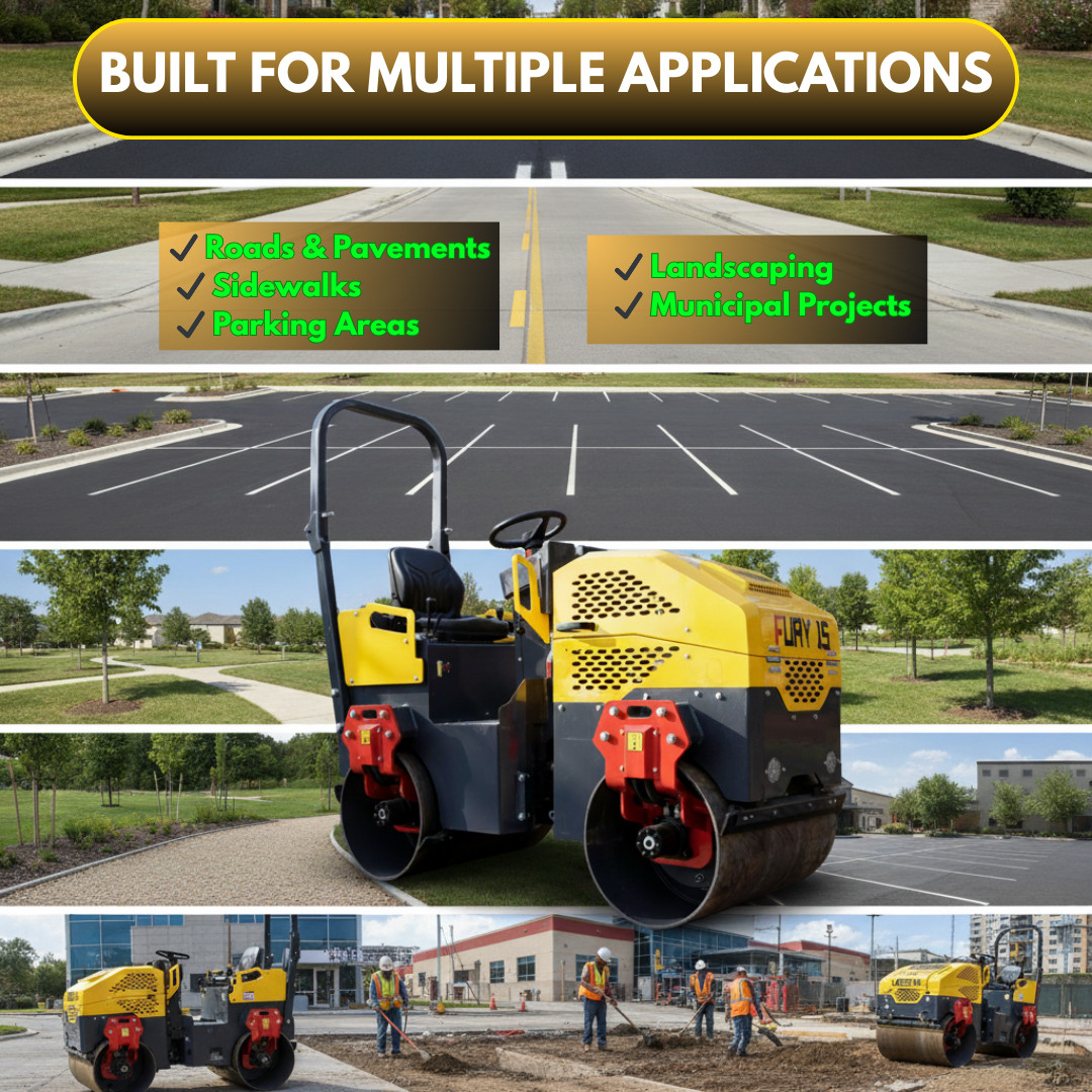 TYPHON FURY 15 Mini Road Roller 1.5Ton 13.5 hp B&S Gas Engine Hydraulic Steering