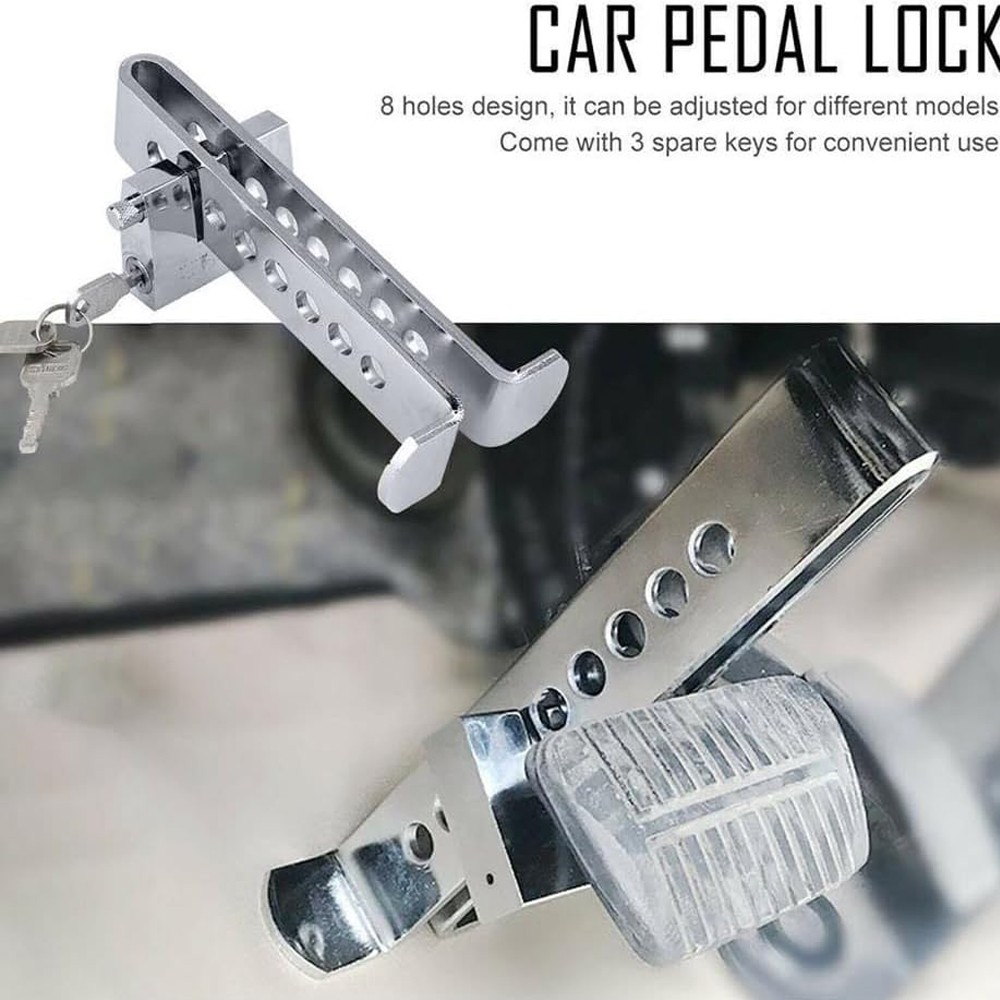 Stainless Steel Brake Pedal Lock Security Car Auto Clutch Lock Anti-theft 3Key