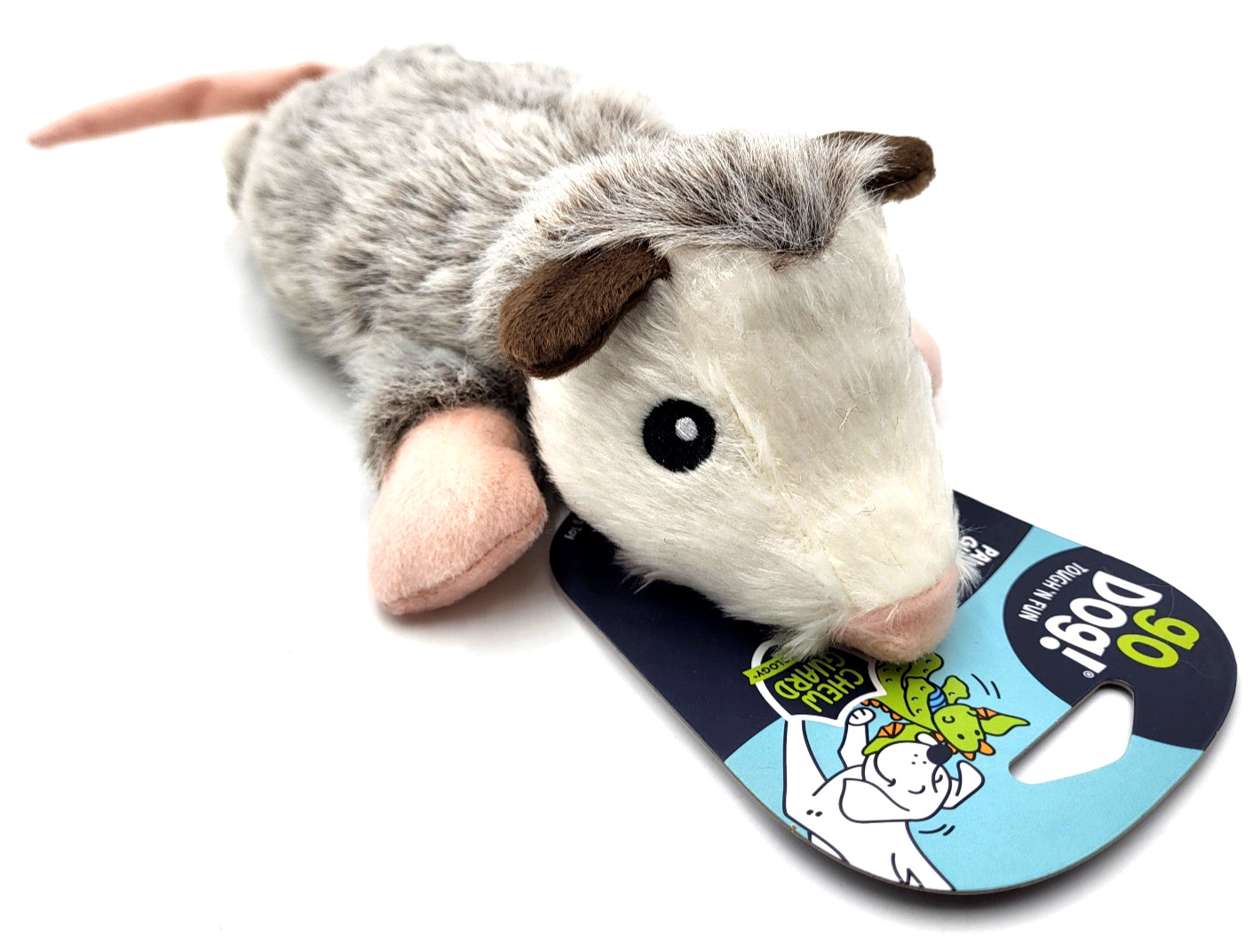 GoDog Flatz Flattie Opossum Large Squeaky Toss & Shake Dog Toy 12"