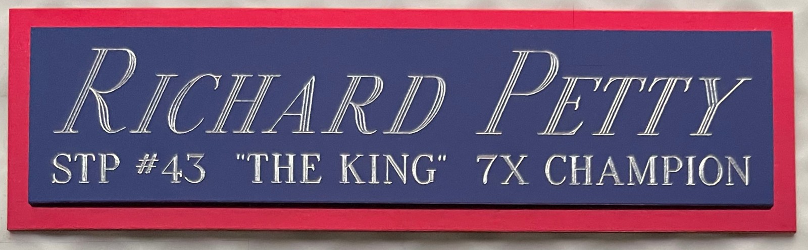 RICHARD PETTY NAMEPLATE FOR AUTOGRAPHED SIGNED HELMET-JERSEY-PHOTO-CAR-TIRE