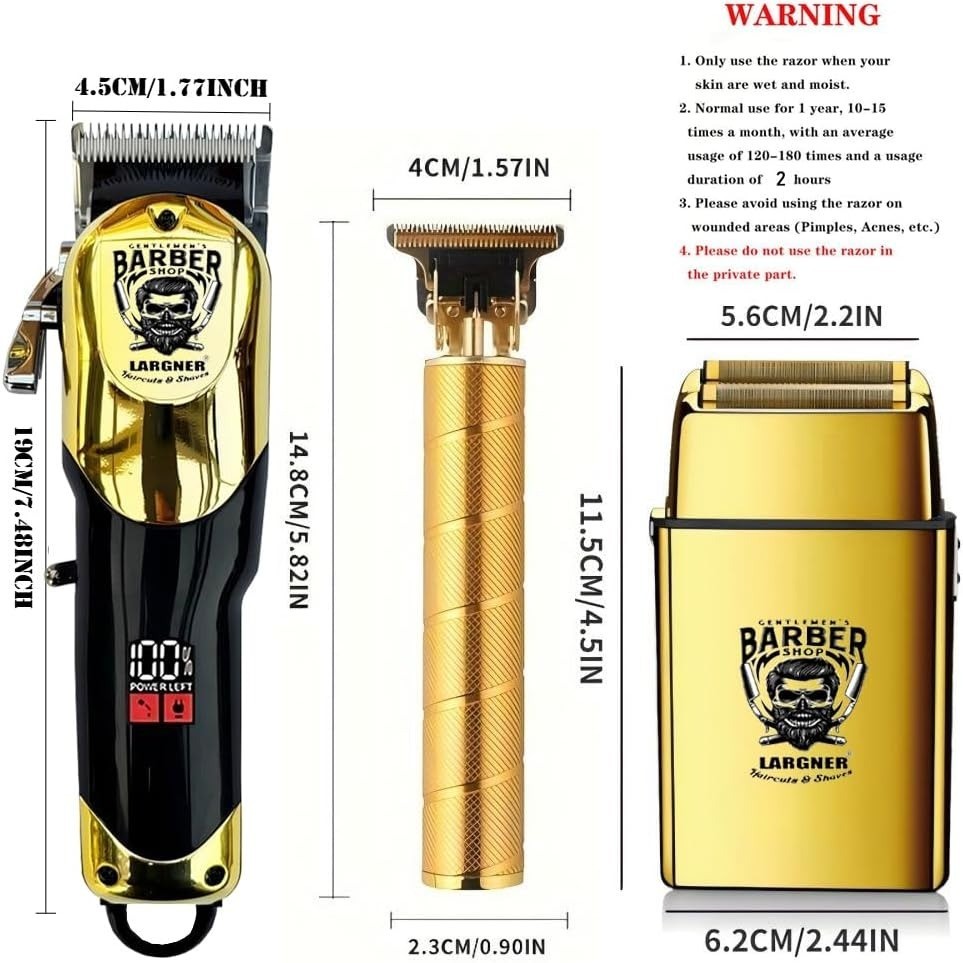 Professional Hair Clippers for Men, Cordless Barber Clippers and Trimmer Set
