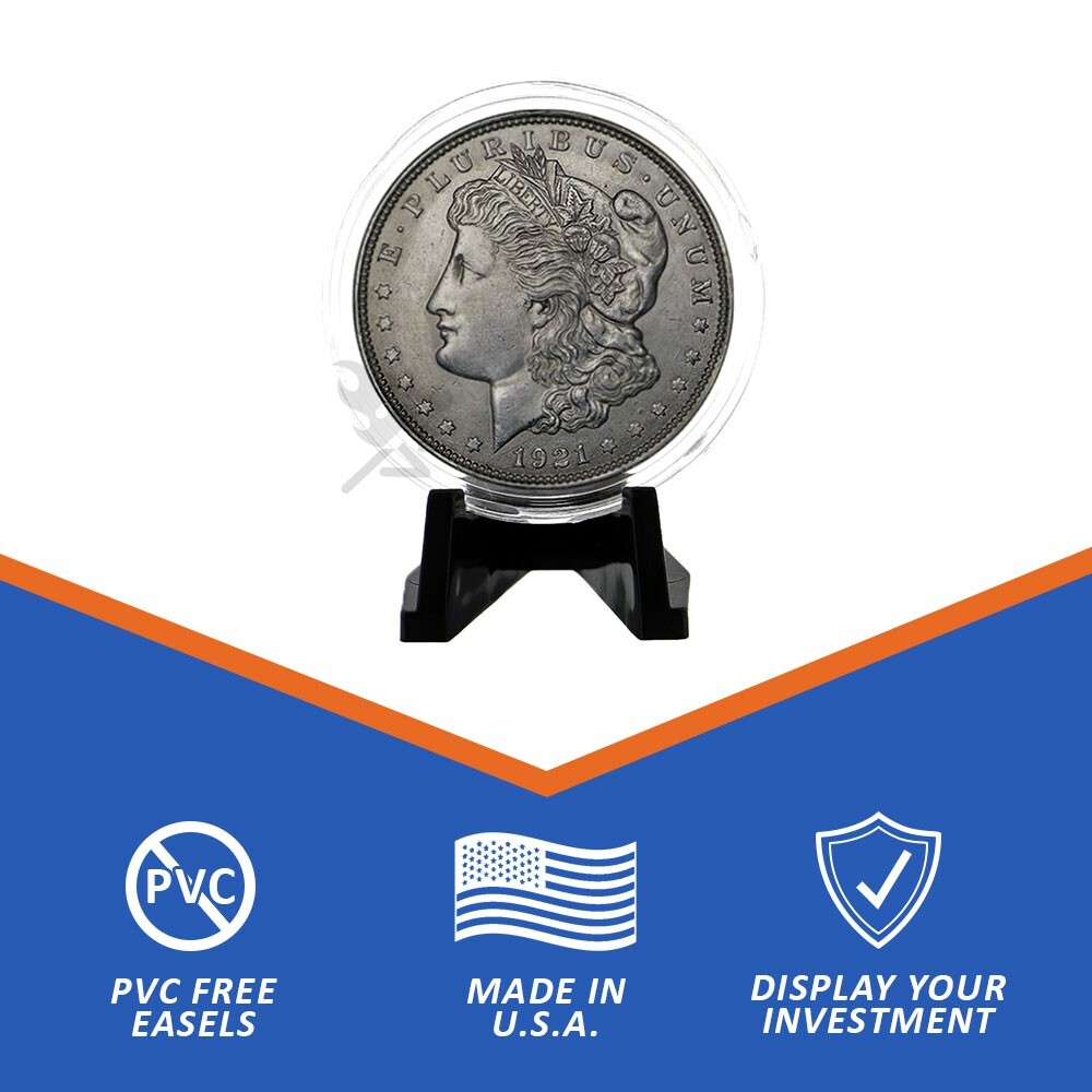 (25) OnFireGuy Black Coin Easels Air-Tite Holders Coin Display Stand Easels