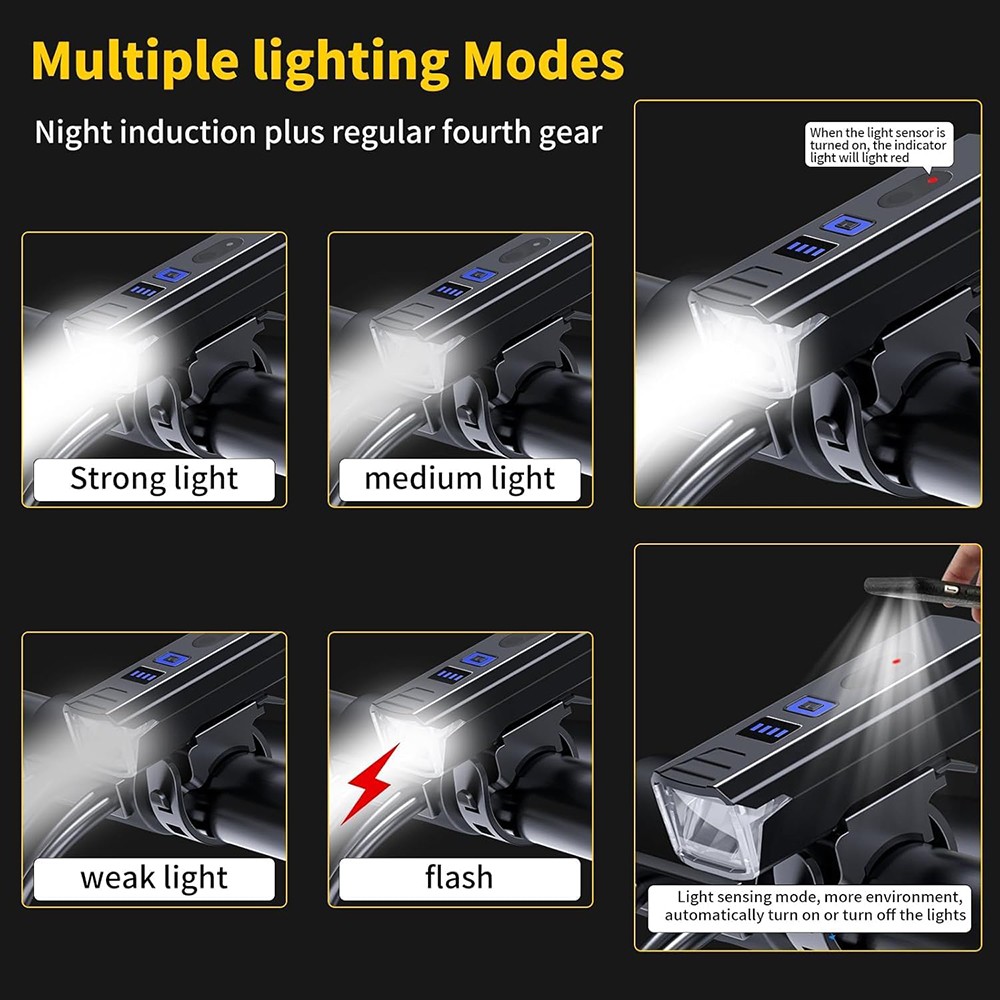 9000LM Super Bright LED Bike Light USB Rechargeable Bicycle Front Rear Headlight