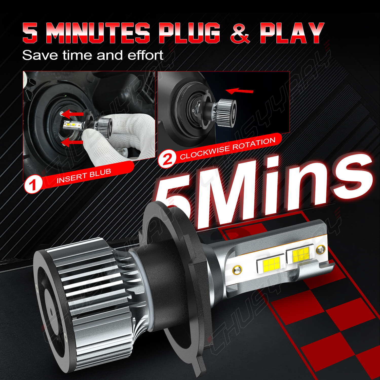 9003/H4 Headlight LED Bulbs super bright 6000k For Ski Doo REV XP XS XR 2003-18