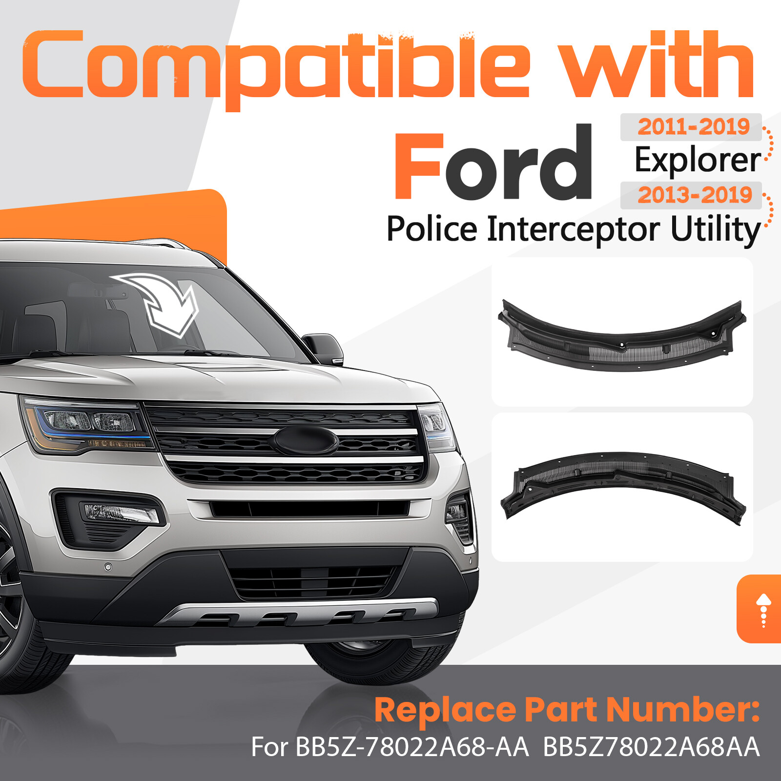 Top Windshield Wiper Cowl Grille For Ford Explorer 2011-2019 #FO1271109