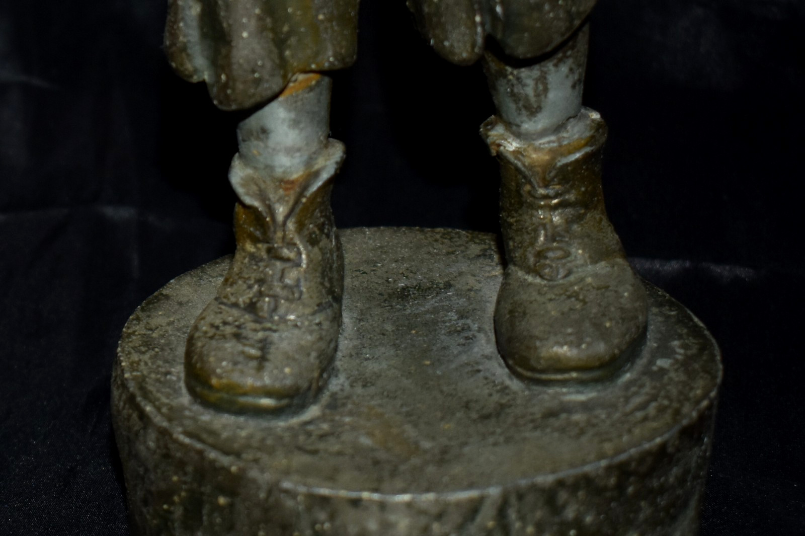 Antique "A BEGINNER" Hollow Metal Spelter ? Sculpture 11.25”T