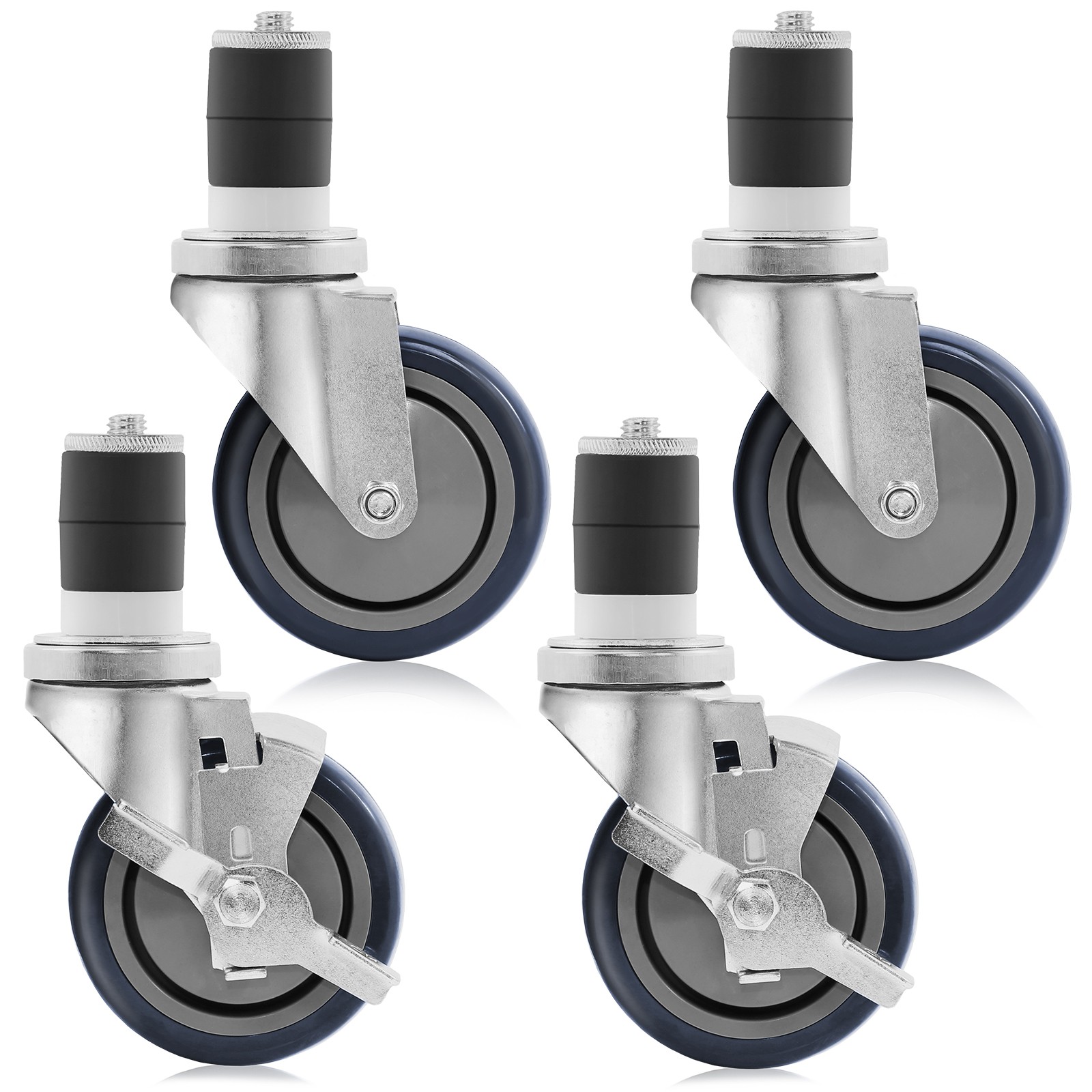 4" Caster Wheel Set Kit for Commercial Stainless Kitchen Prep Work Tables