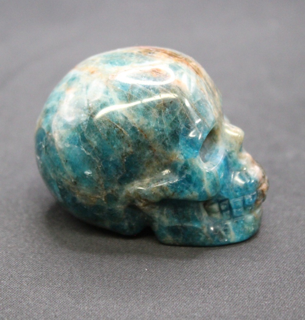 Blue Apatite High Quality Hand Carved Crystal Skull Healing Rock Natural Mineral