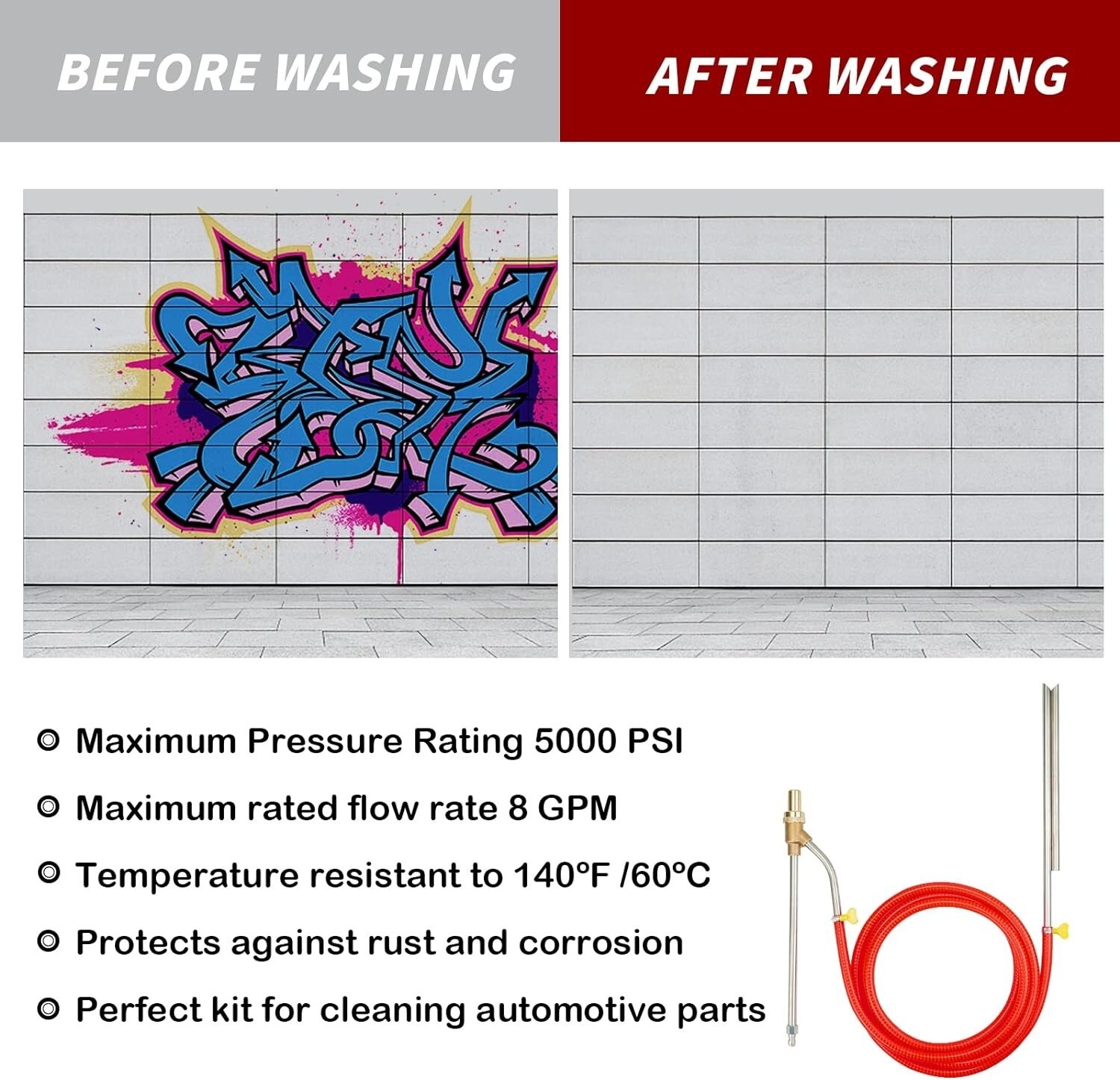 Pressure Washer Sandblasting Kit, Wet Sandblaster Attachment, 5000 PSI, 1/4 Inch