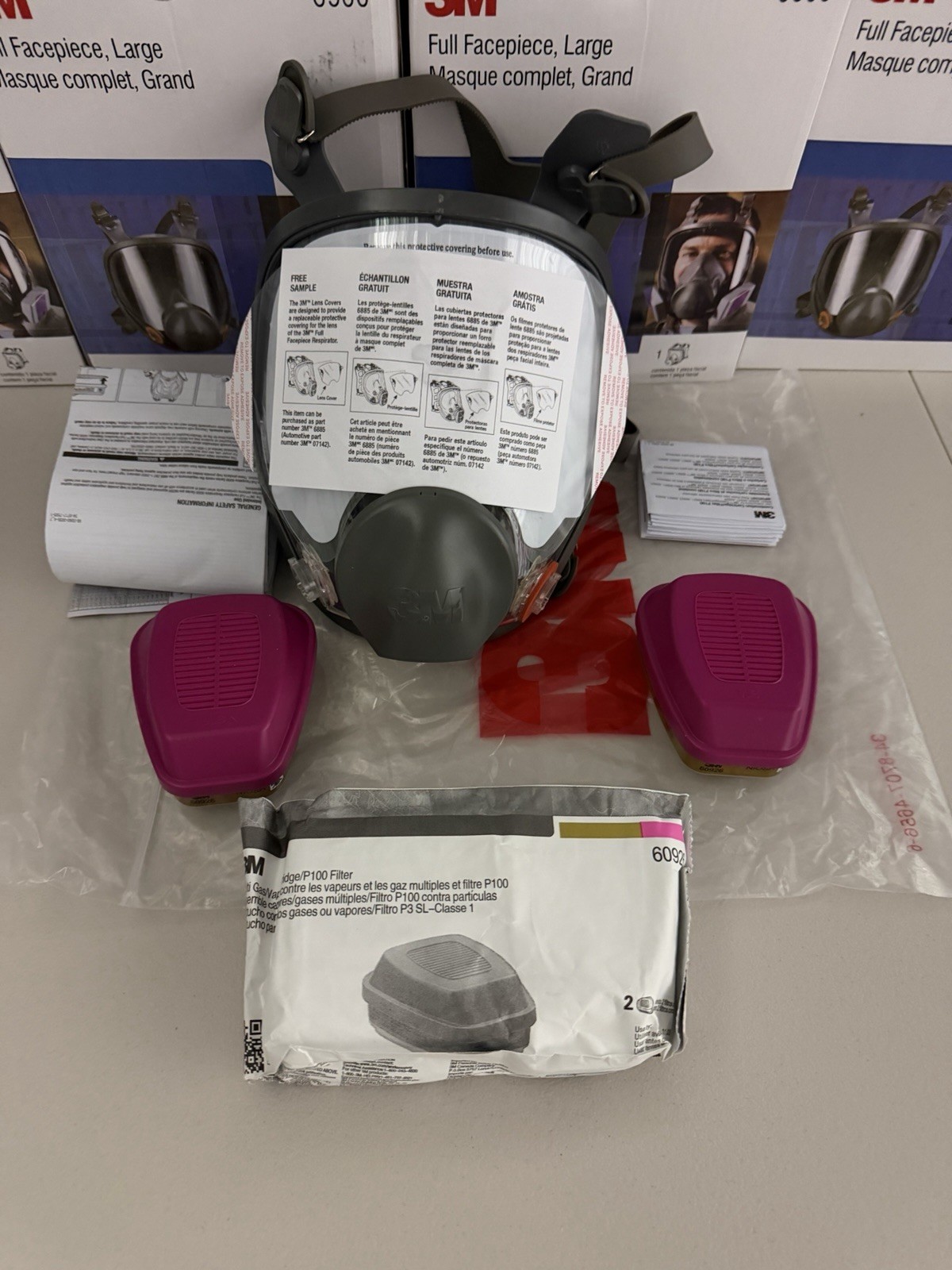 Bundle 3M 6900 LARGE FULL FACE RESPIRATOR MASK & 2 60926 MULTI GAS CARTRIDGE