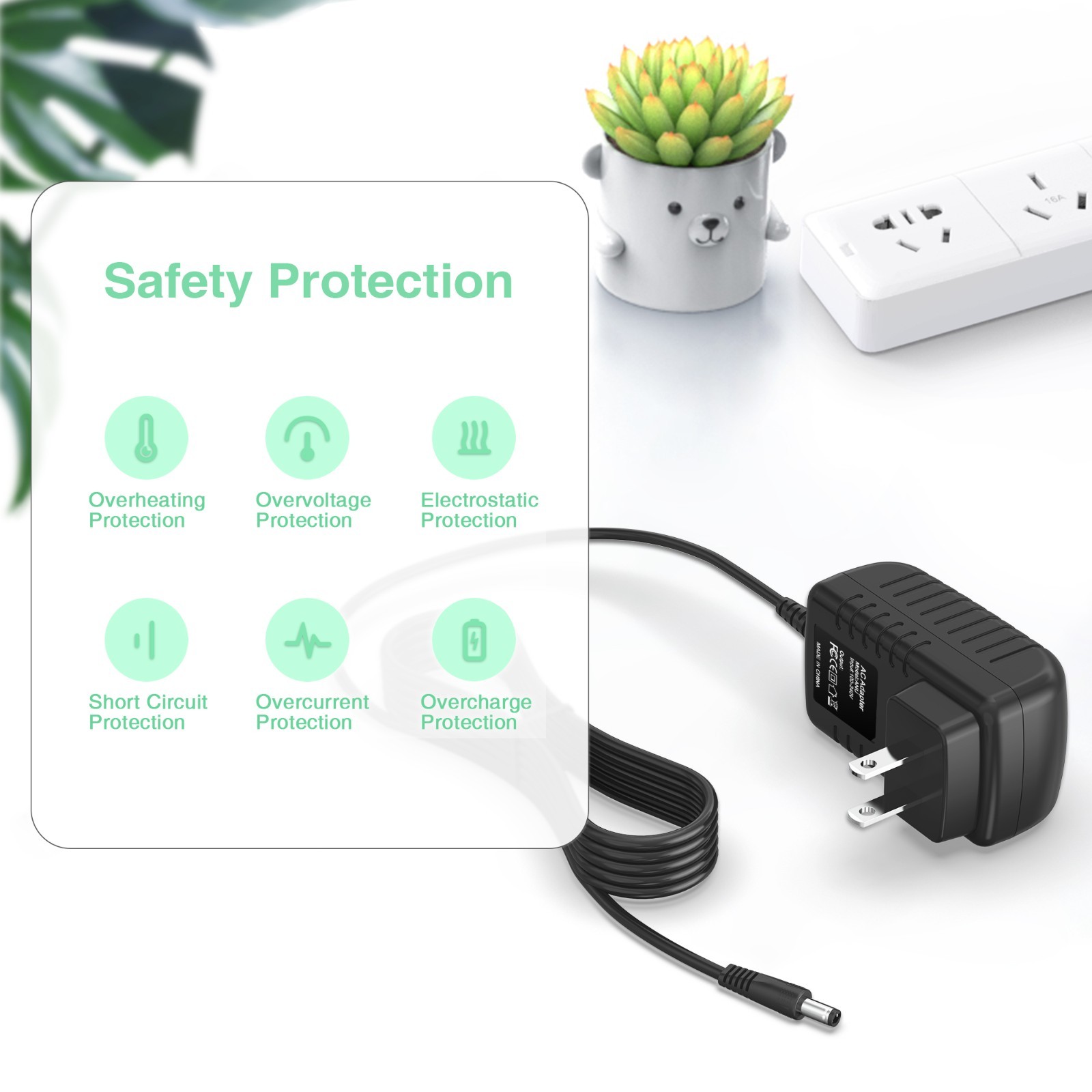 6V 2A AC/DC Power Adapter Cord with 10 Replacement Plug Tips