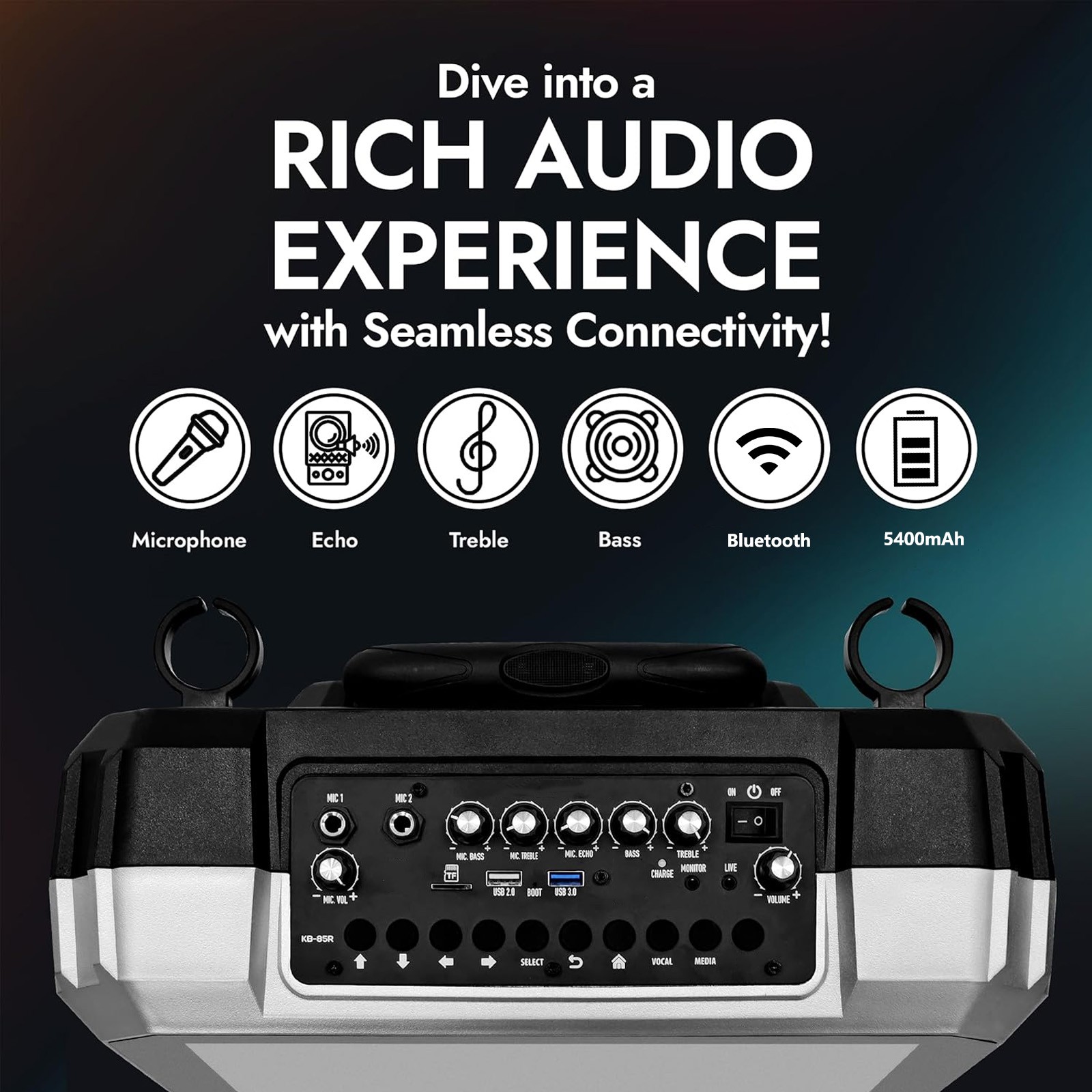 Professional Karaoke Machine Bluetooth Speaker Lyrics Display Screen w/ Mic DJ