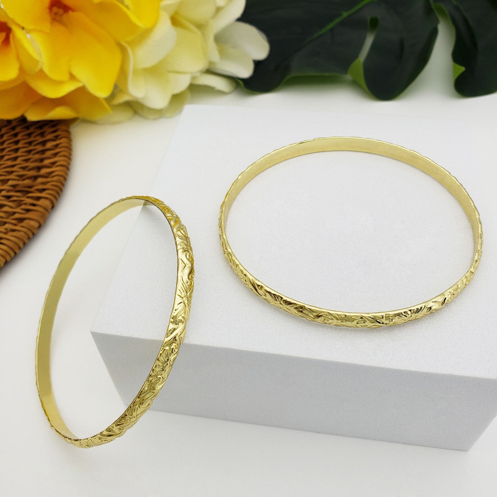 6mm Gold Hawaiian Heirloom Bangle Bracelet