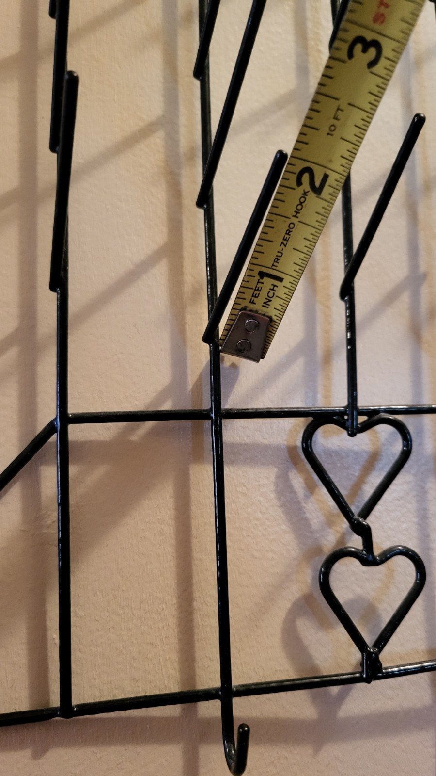 Vtg Black Wire Thread Holder Spools Granny Core Country Wall Heart Decor