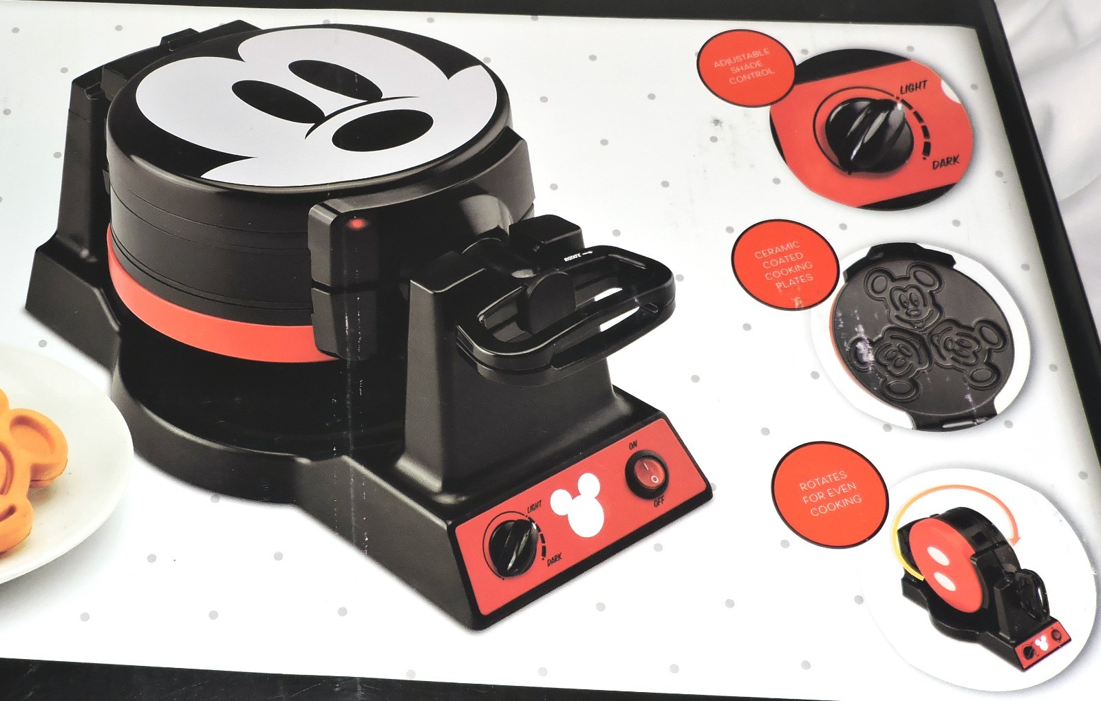 Disney Mickey Mouse 90th Anniversary Double Flip Waffle Maker - NEW 6 at Once