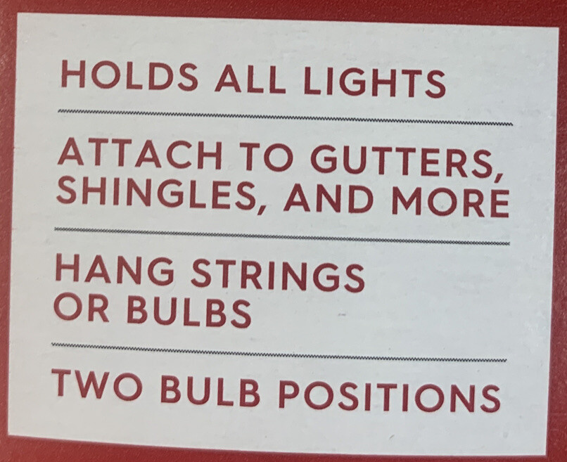 Holiday Time Light Clips All-Purpose Christmas Light Hooks 100 Clips Per Box New