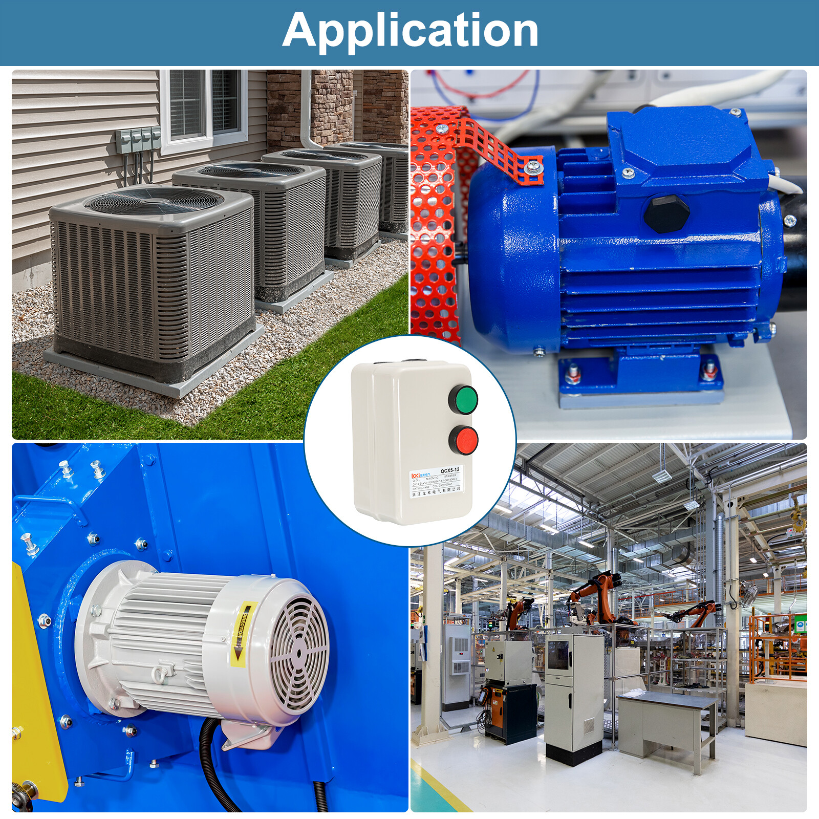 Magnetic Electric Motor Starter 380V 2.2KW 3HP 3 or Single Phase