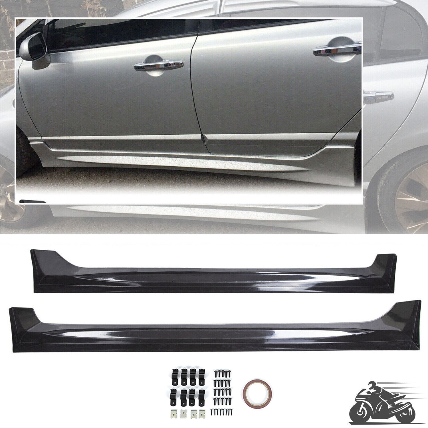 Fits Honda Civic 06-11 07 08 09 10 Sedan ABS Mugen RR Style Side Skirts Pair