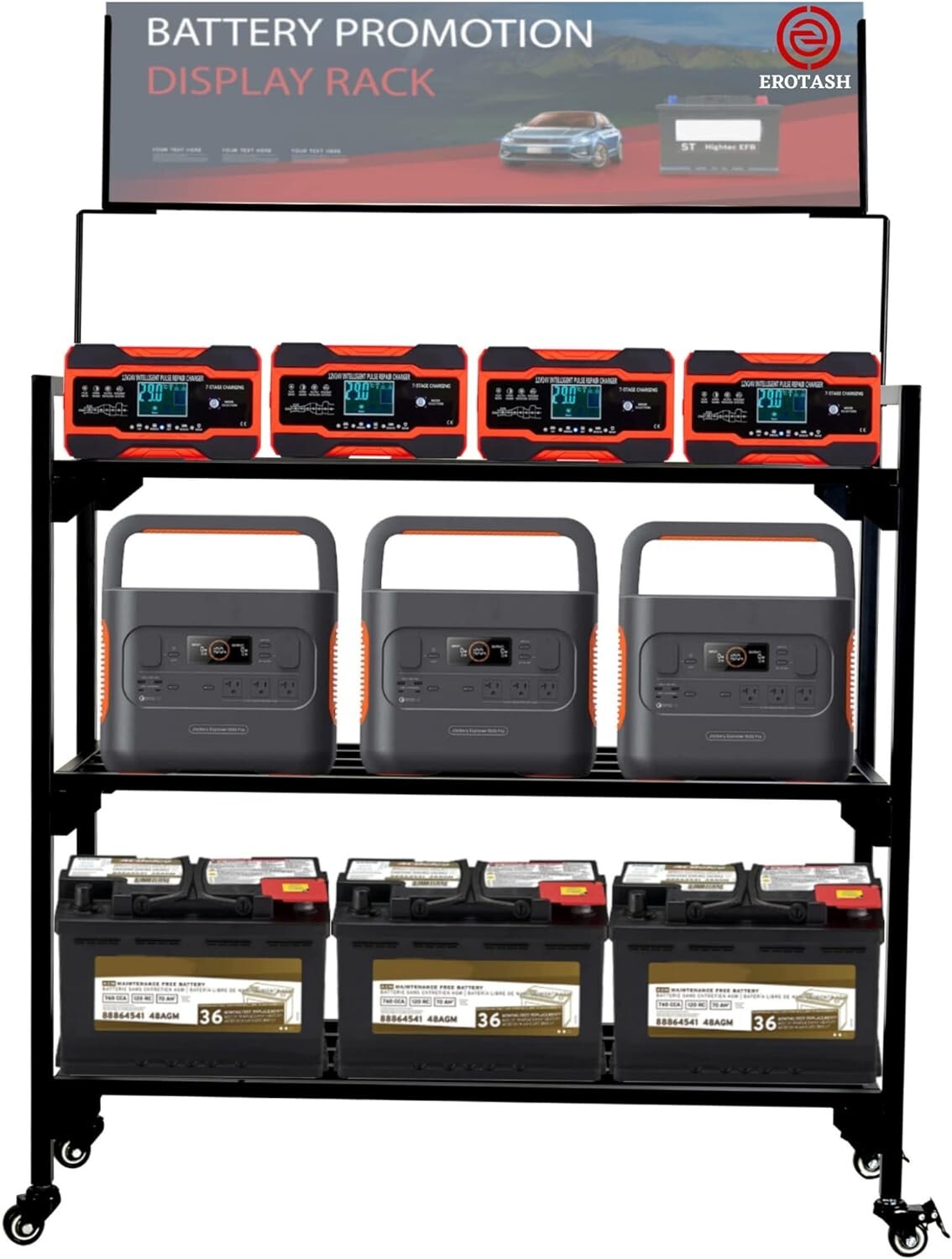Battery Rack Car Storage Battery Holder Display Rack Storage Shelf Garage Works