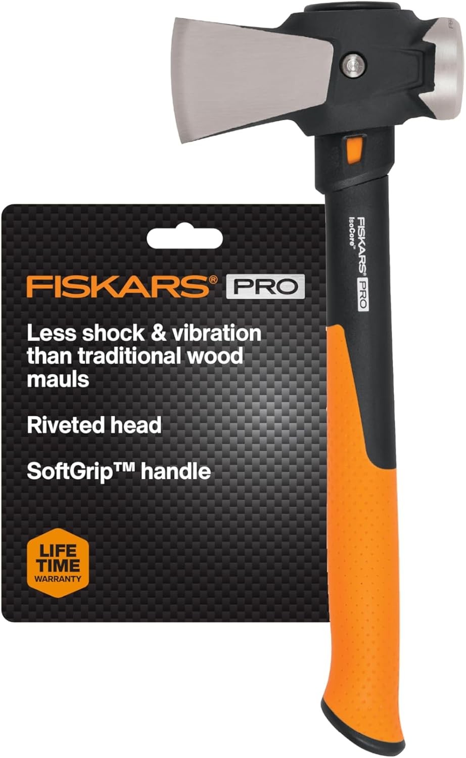 Fiskars 8 lb Splitting Maul 36 inch Shock Absorbing Forged Steel Wood Splitter