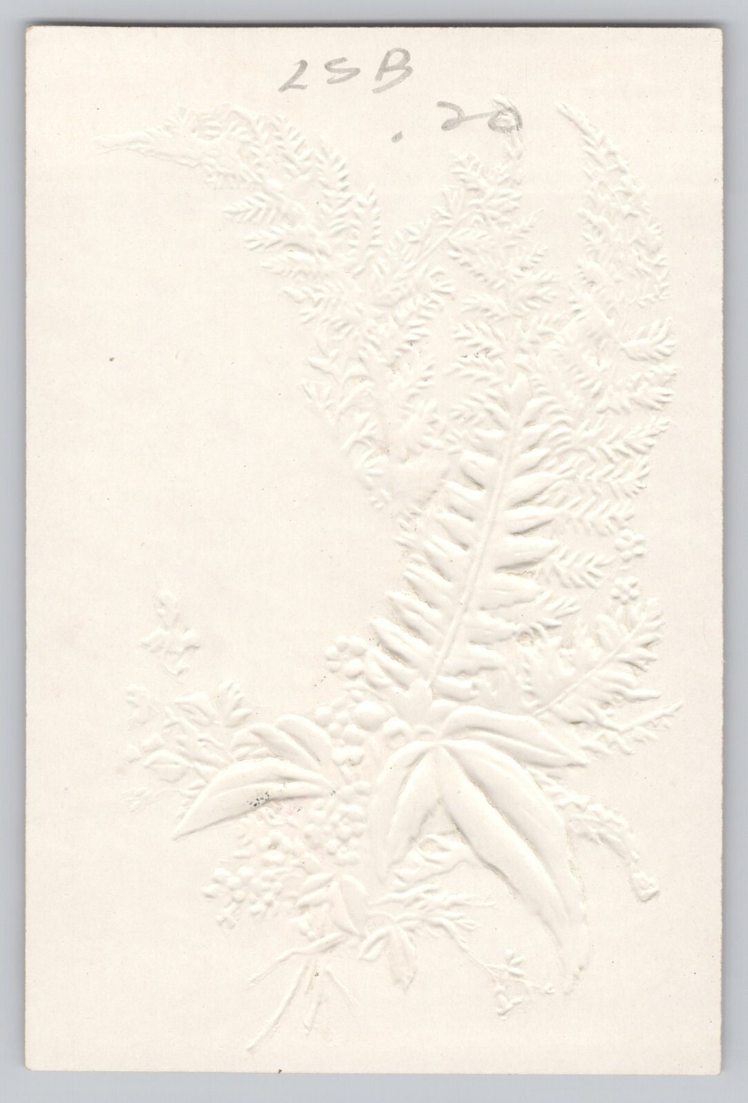 Victorian Card Lovely Fern & Flowers Embossed