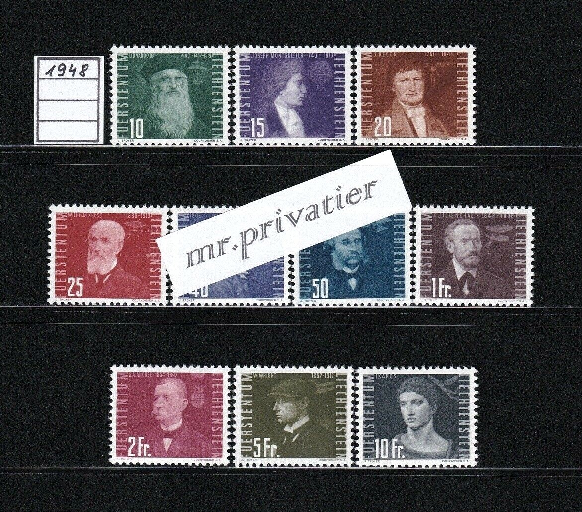 LIECHTENSTEIN 1948 - Complete Year.  MNH.  €100